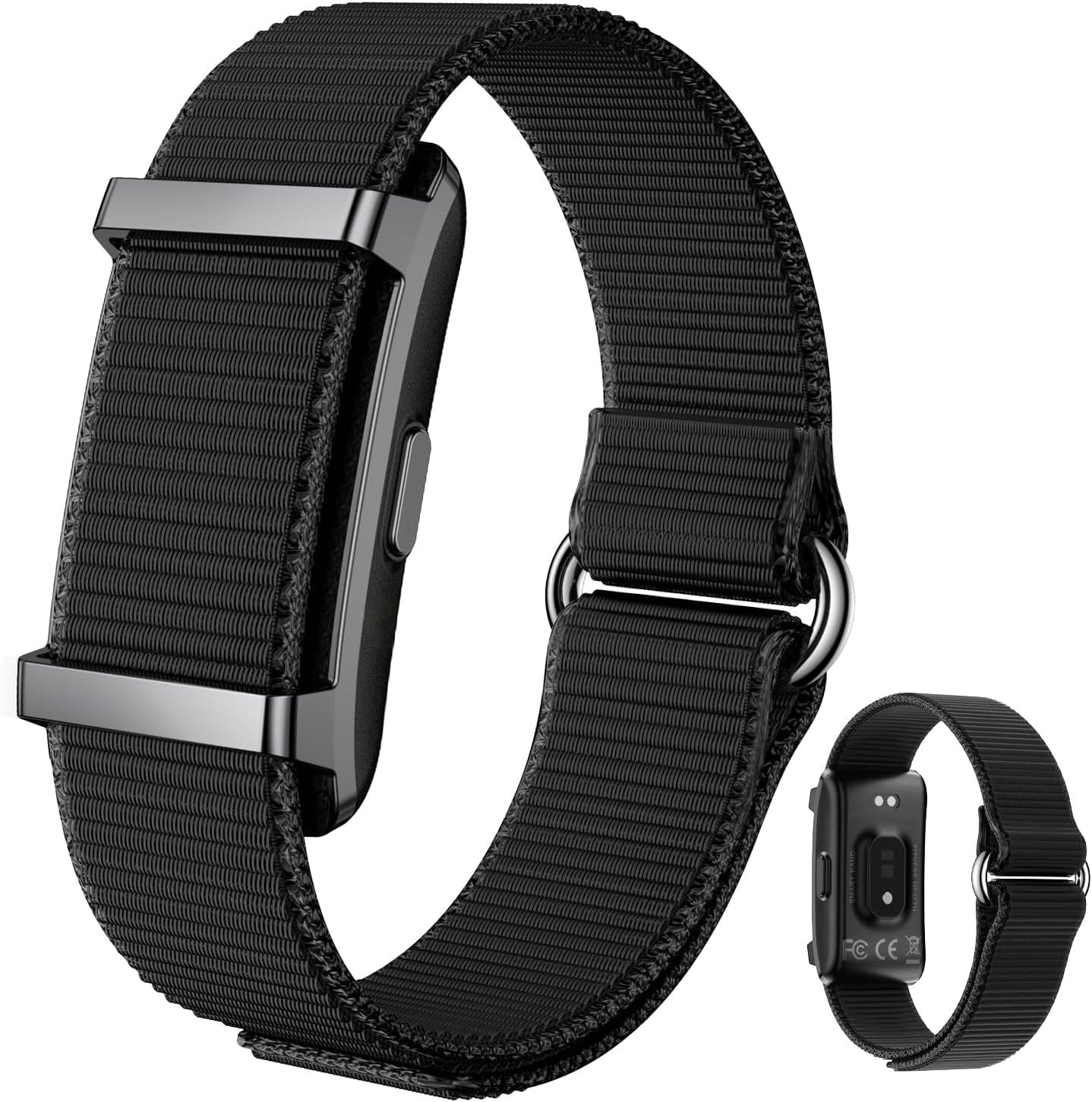 Smart Bracelet Fitness Trackers for Men Women, Smart Watch 24/7 Heart Rate Sleep Stress HRV Monitor, 170+ Sports Modes, 2 Bands, Free APP 02 (Black)