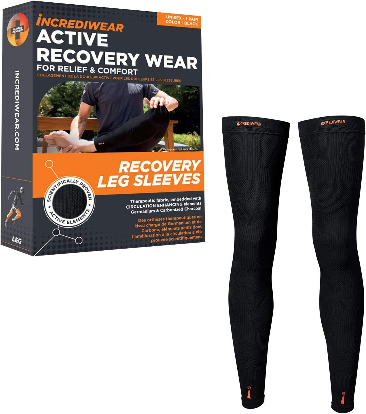 Incrediwear Leg Sleeve 2pk – Full Length Long Leg Sleeve for Leg Pain Relief & Muscle Recovery, Helps Reduce Swelling & Inflammation, Promotes Circulation, Leg Sleeves for Men & Women (Black, Medium)