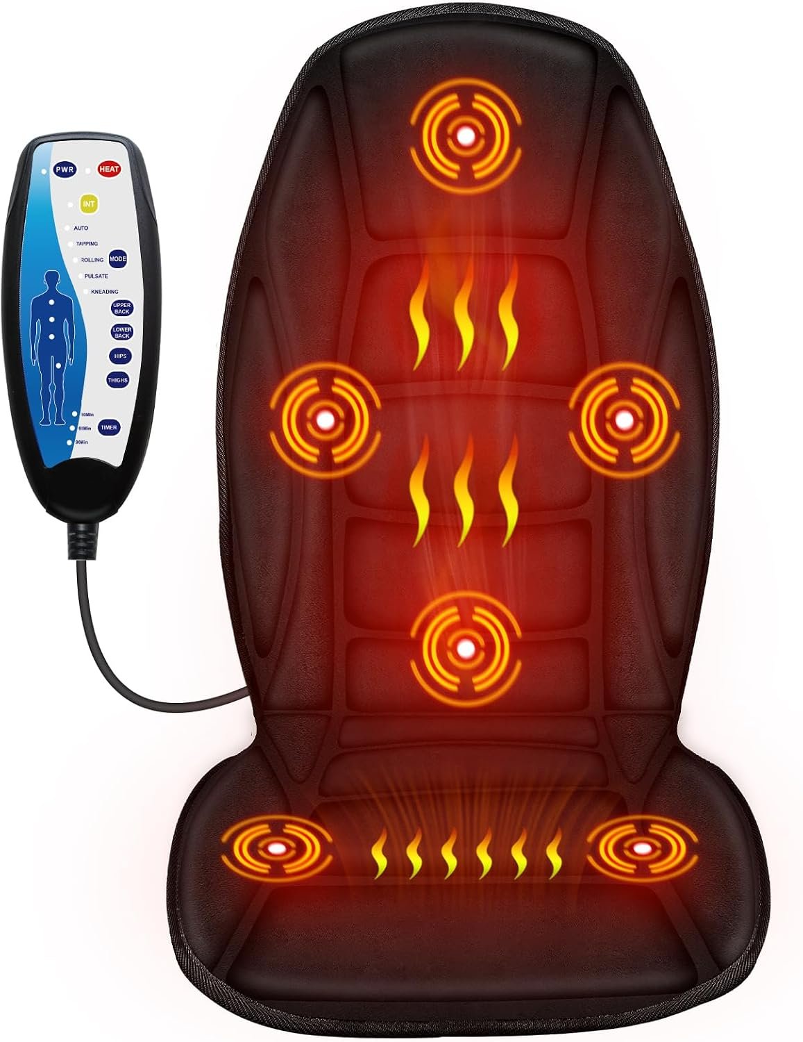 CuPiLo Vibrating Back Massager Chair Pad with Heat | 2 Heat Levels, 5 Modes & 4 Intensities Vibration Massage Cushion, Desk Workers Home Office Chairs Recliner Relaxation Gifts