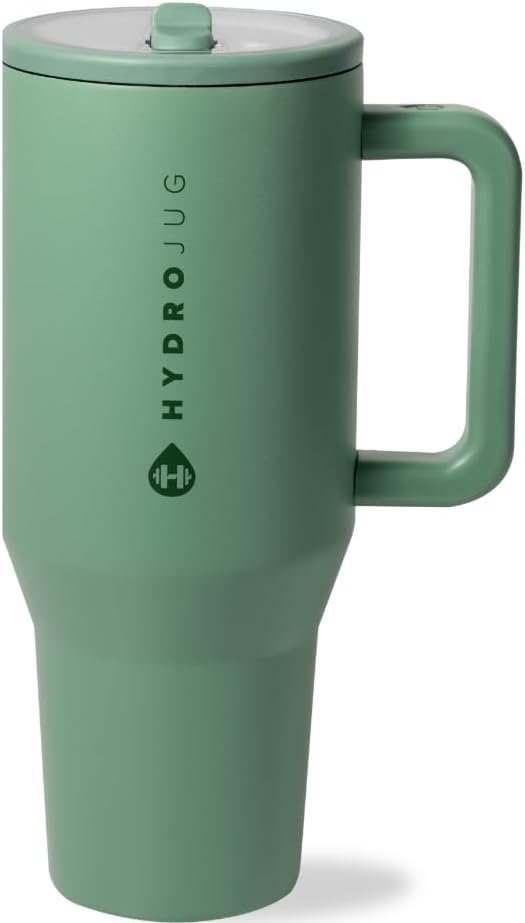 HydroJug Traveler 32oz, Insulated Tumbler with Handle & Straw, Sage