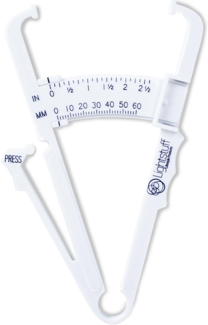 Lightstuff Body Fat Caliper – Skinfold Caliper – Check Your Fat Percentage at Home Without Anyone’s Help – Body Fat Charts and Instructions Included
