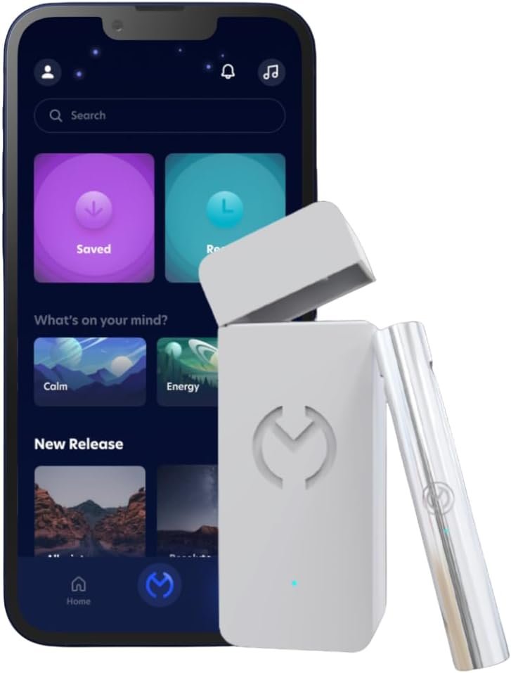 Moksha O₁ | Gamified Breathwork Tool | Smart Meditation Device | iOS Only | Mindfulness Tool for Immediate Calm and Instant Anxiety Relief | Sleep Aid Device (Moon)