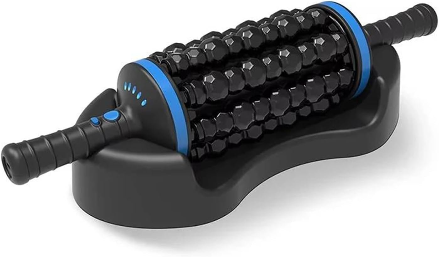 Cordless 360° Rolling Percussive Massager, Rechargeable Deep Tissue Massage Roller with 5 Speeds for Back, Leg, Belly & Body Sculpting Recovery