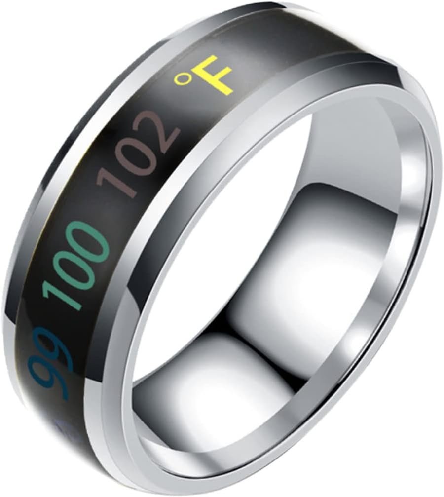 1Pc Intelligent Temperature Display Couple Ring Stylish Finger Ring for Temperature Monitoring Unique Present for Lovers Fashionable Delicate Design Comfortable Wear