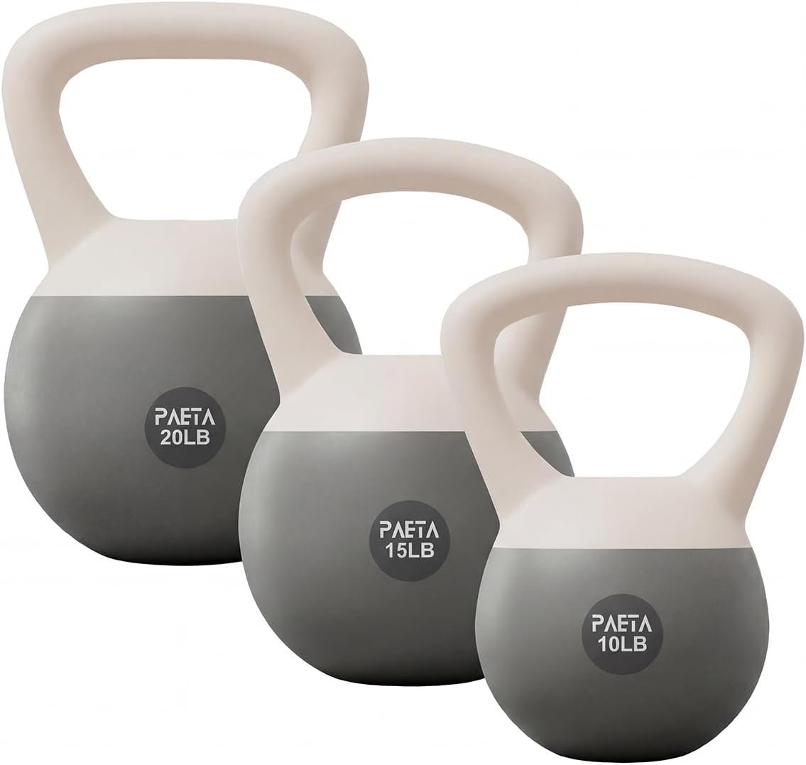 PAETA Soft Kettlebell for Home Fitness – Anti-Slip Grip & Wide Handle Design,Soft Kettlebell Set, Gentle Floor-Friendly Impact – 10lbs, 15lbs, 20lbs, for Home Functional Training