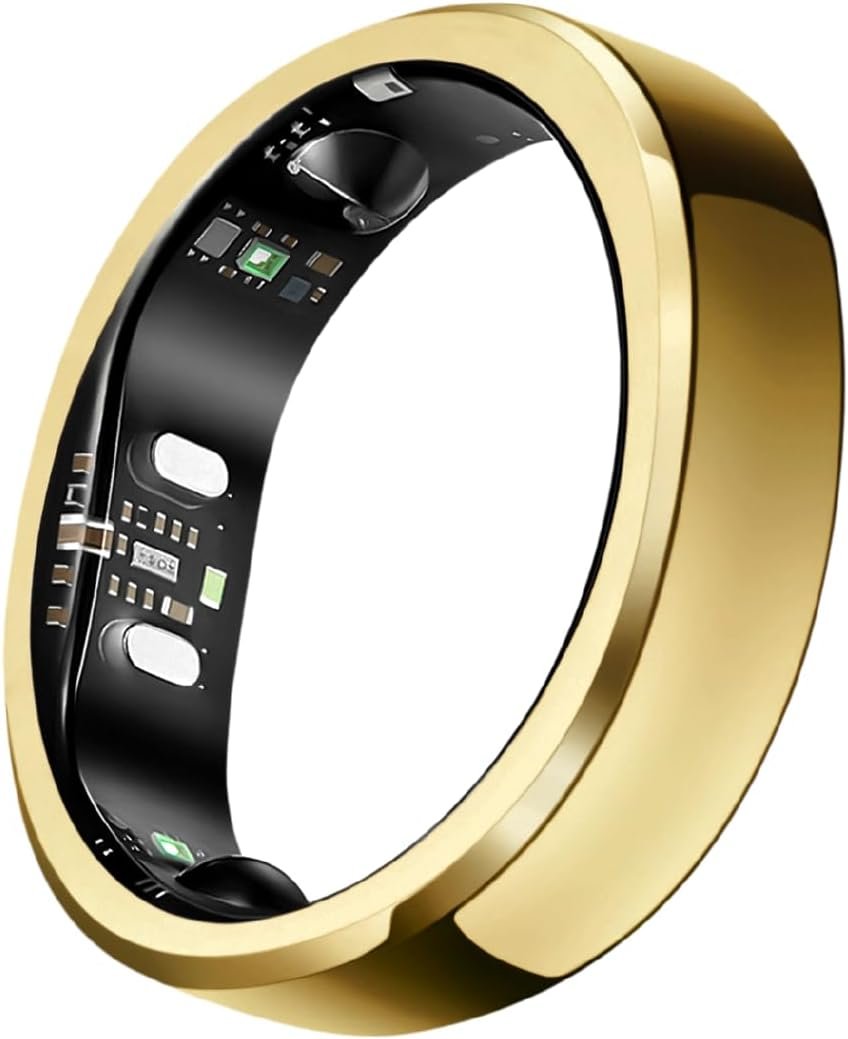 RingConn Gen 3, World’s First Smart Ring with Vascular Trends, No App Subscription, Vibration Alerts, Sleep, Fitness & Heart Rate, 14-Day Battery Life, Size Before You Buy(Size 7, Royal Gold)