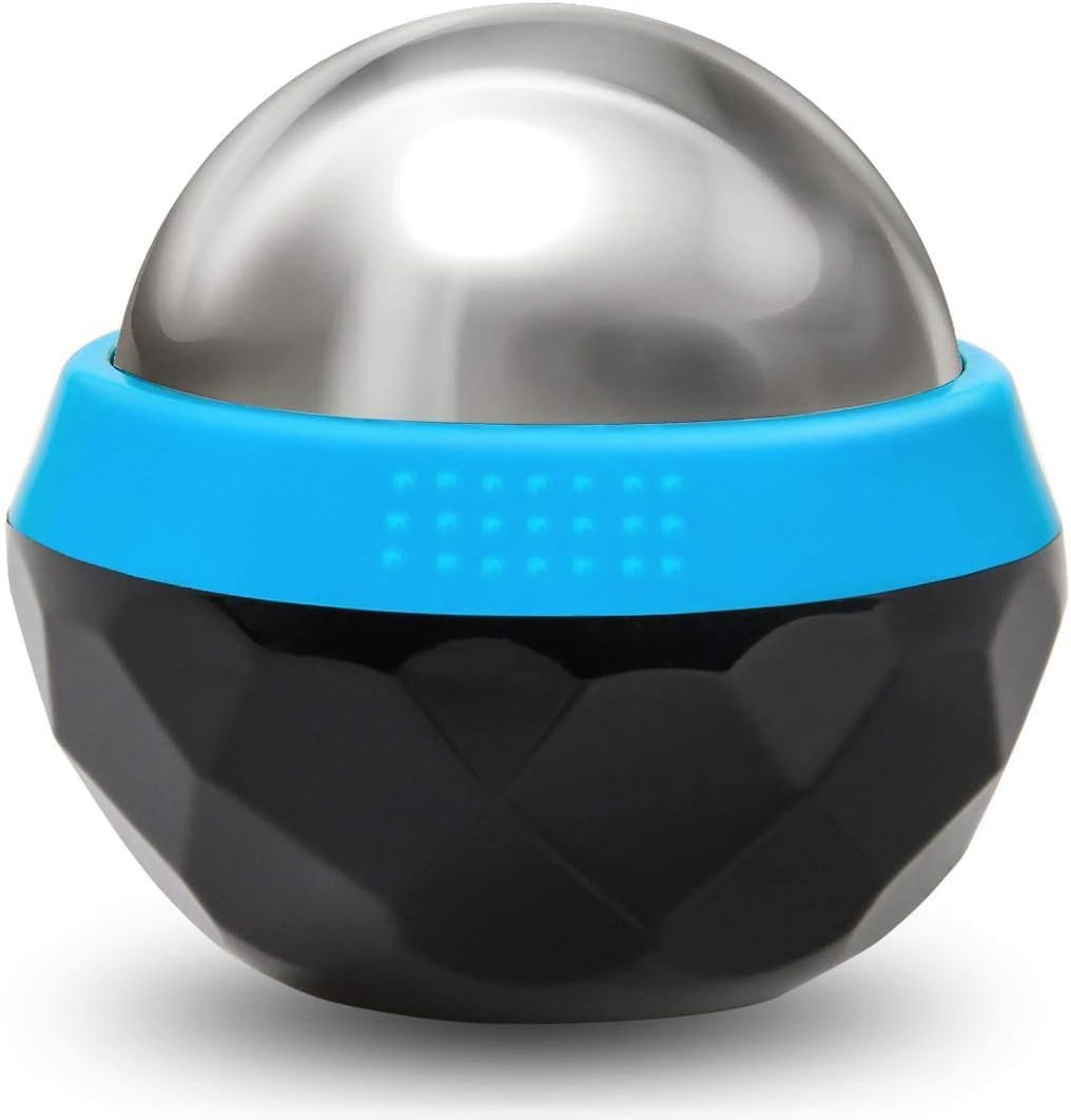 Coolrunner Cold Massage Roller Ball, Cryosphere Cold Massage Ball- Heat Therapy & Cold Therapy Relief with Cold Gel Core- Helps with Muscles Recovery and Inflammation for Shoulders, Neck (Black Blue)