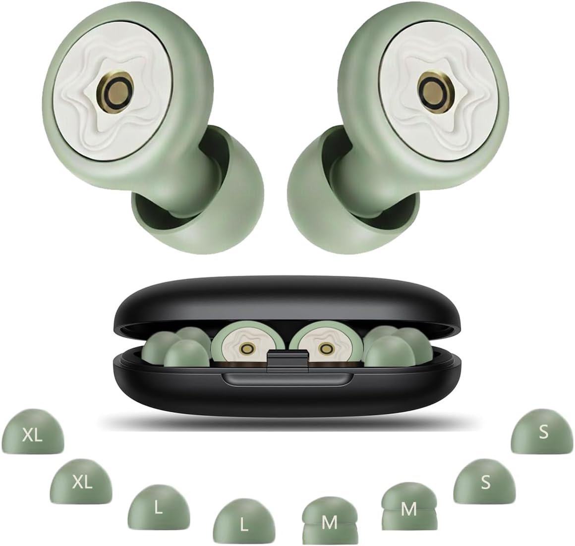 Ear Plugs for Sleeping Noise Cancelling, 50dB Reusable Silicone Earplugs for Side Sleepers, Hearing Protection Ear Plugs for Sleep, Travel, Work with Multi-Size Tips & Portable Case (Green)