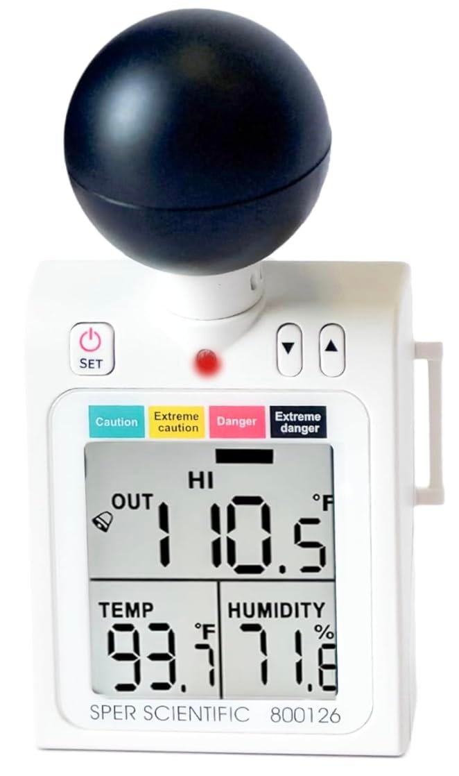 Sper Scientific 800126 Wearable Portable WBGT Heat Stress Monitor for Safety and Comfort with Dangerous Indicator Display