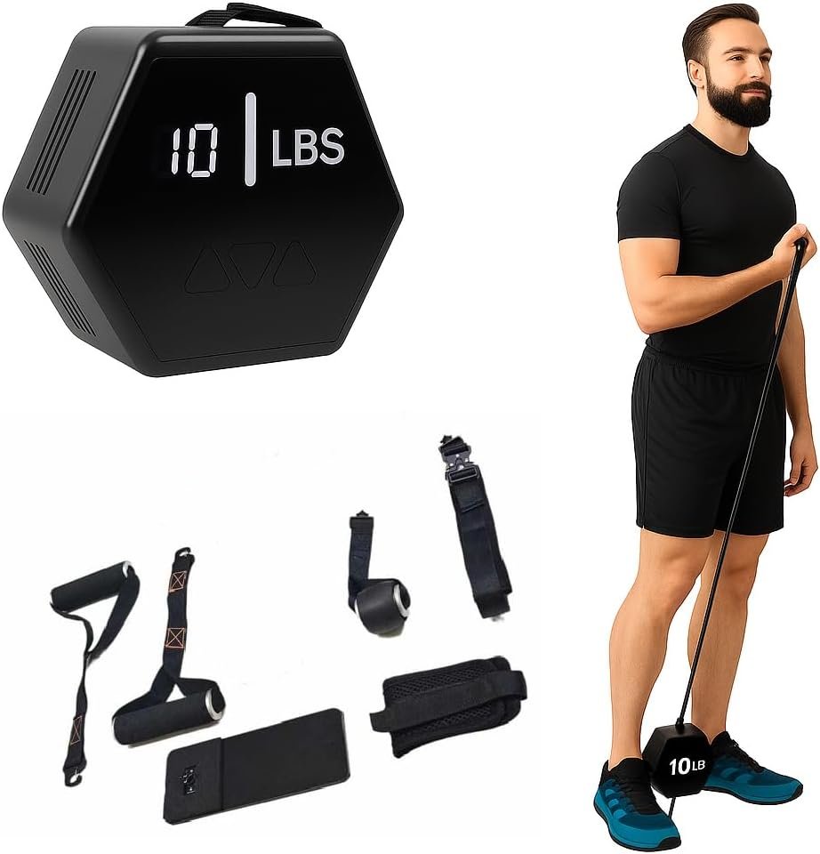 in Motion Flex USB Rechargeable Smart Home Gym Equipment | Portable Compact Digital Cable Machine Adjustable Motor Resistance 5–66LB | Compact Strength Training for Full Body Workout Travel & Fitness