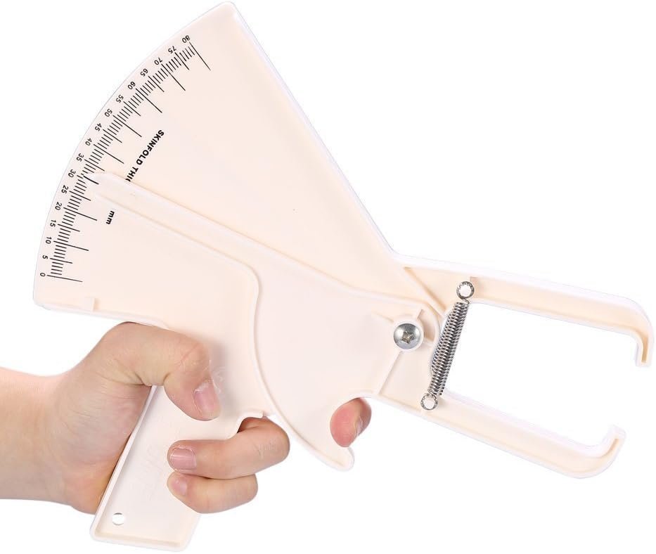 Body Fat Calipers Skinfold Caliper 0-80MM Handheld Fat Measuring Tool for Men Women BMI Tester Slim Body Composition Analyzer Fitness Tracking Device White