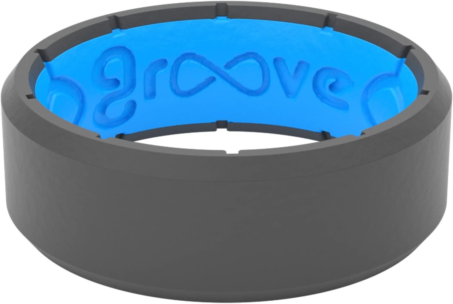 Groove Life Edge Silicone Ring – Breathable Rubber Wedding Rings for Men, Unique Design, Comfort Fit Ring
