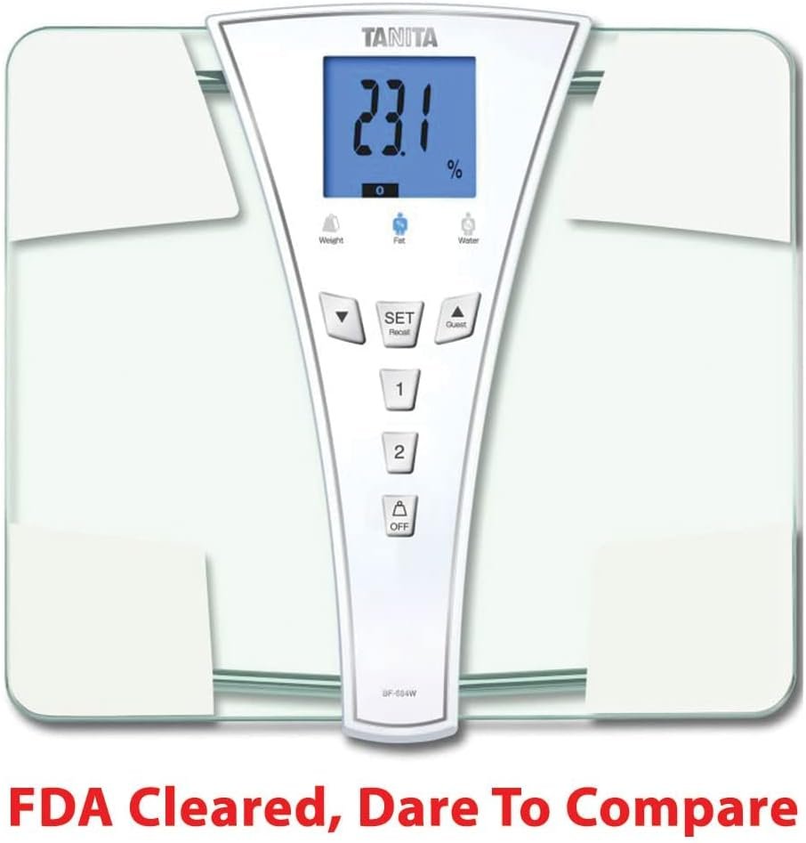TANITA’s BF-684W Digital Body Fat & Body Water Scale – Multi-Frequency BIA – BMI Monitor – 440 lb Capacity – Tempered Glass Platform – Athlete & Guest Modes – Japan Technology