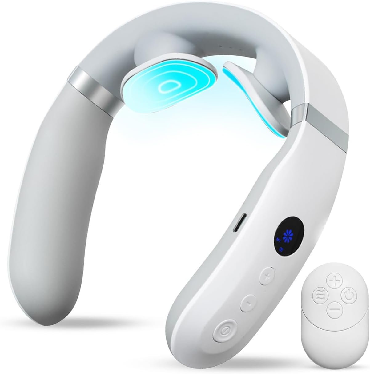 Neck Massager with Heat, Electric Portable Muscle Relaxation at Home & Office, Ultra-Lightweight Cordless Massager for Men & Women