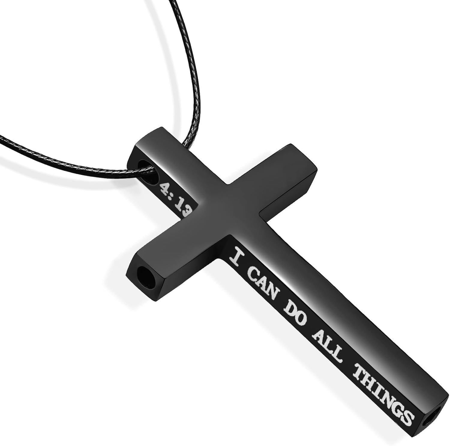 COTATI Anxiety Breathing Necklace Breathe Easy Mindfulness Necklace Stainless Steel Pendant for Women Men Natural Calm & Stress Relief (Black – 4:13)