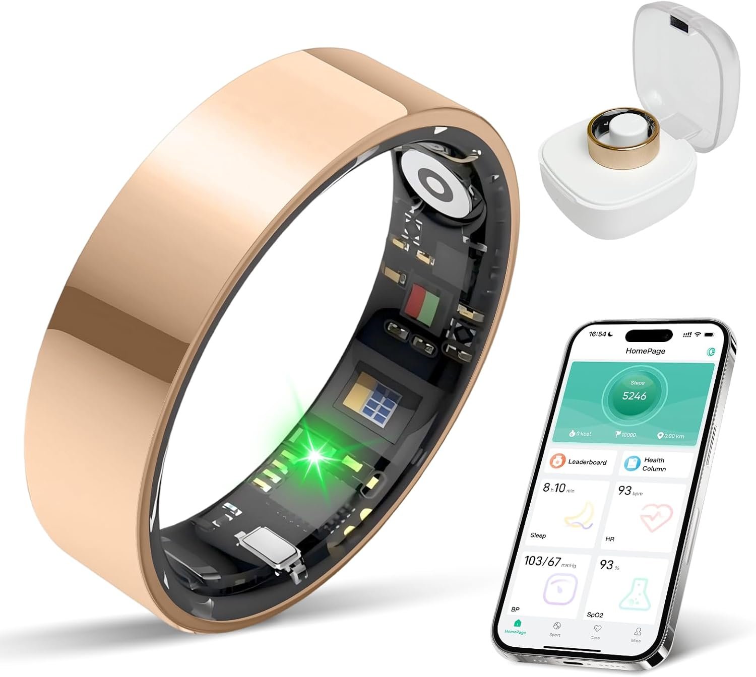 New Smart Ring Health Tracker for Women & Men, Sleep Exercise Health Monitoring, Daily Tracking, iOS/Android Compatible, IP68 Waterproof, No Subscription Required, 5‑Day Battery Life (Rose Gold, 8)