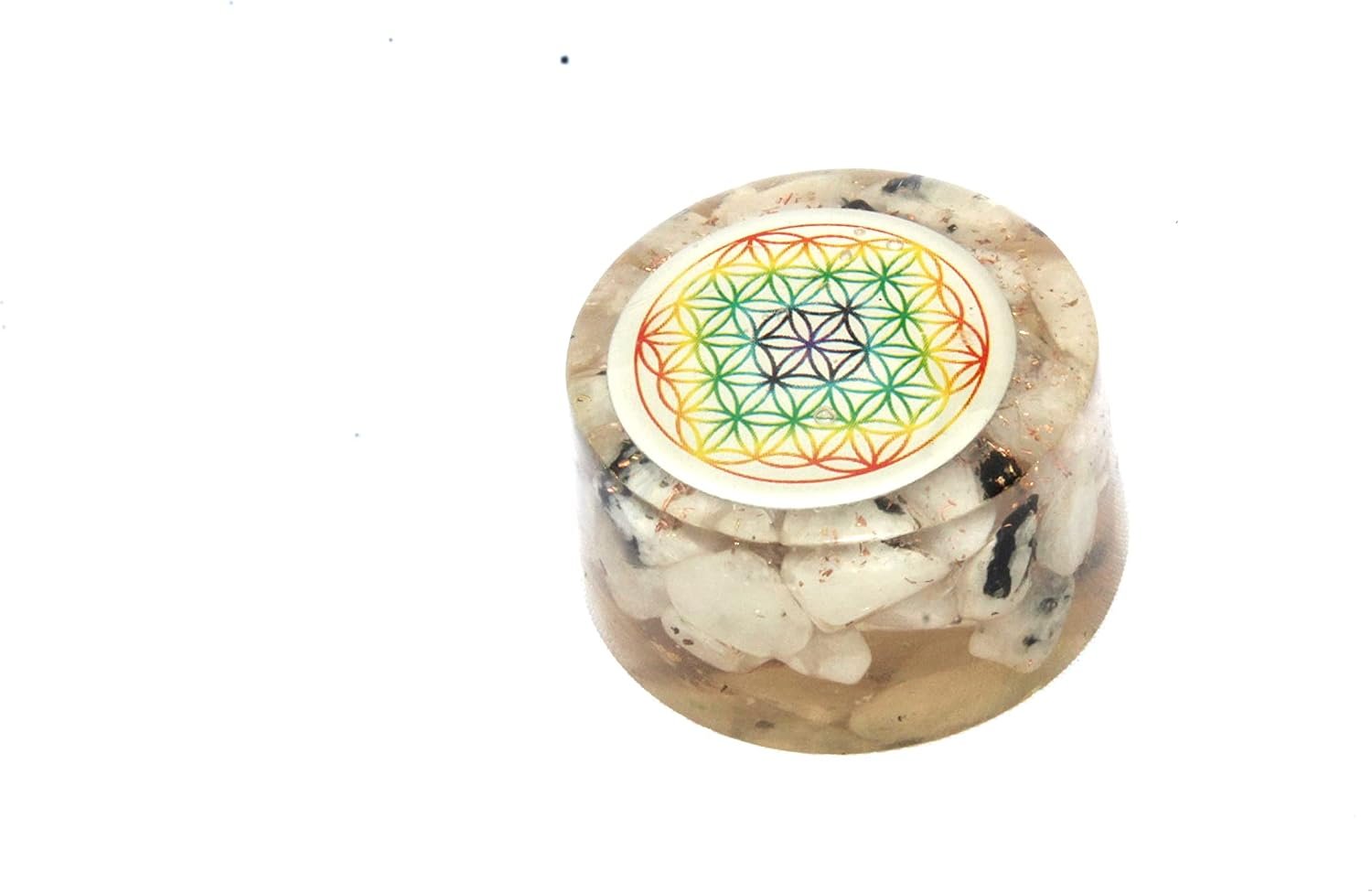 Jet Rainbow Moonstone Flower of Life Orgone Tower Buster Piezo Electric EMF Protection Generator Frequency Ions Tested Cloud Chem Buster