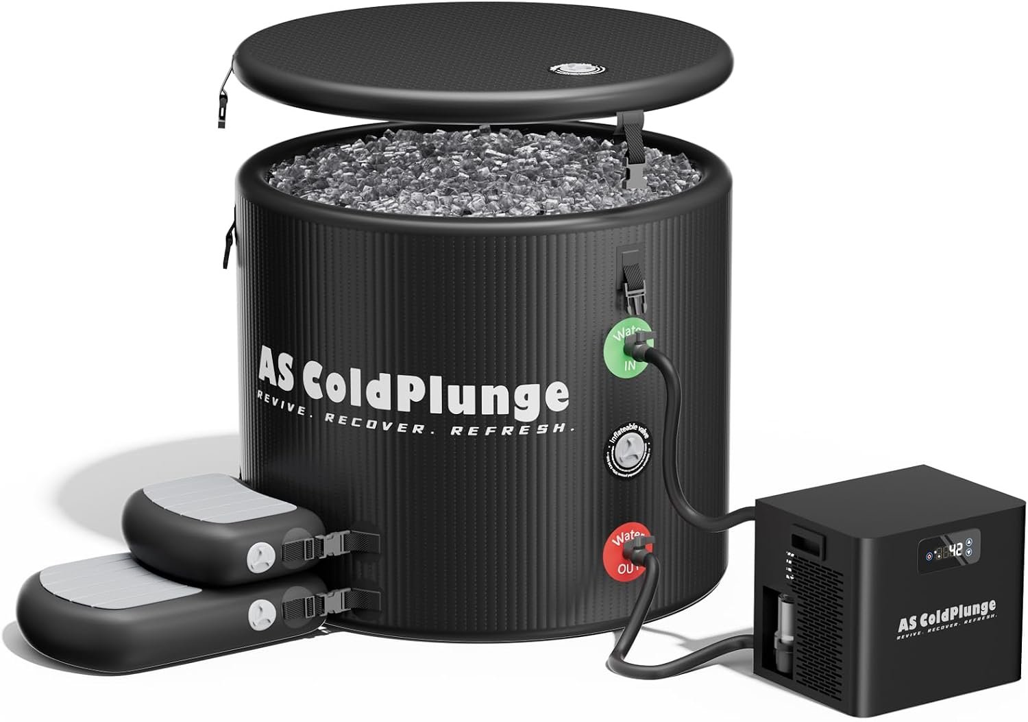 AS ColdPlunge Ice Bath Tub & Cold Plunge Chiller Kit, 1/3HP Ice Bath Chiller with Built-in Pump & Filter, XL 120 Gal Insulated Ice Pod Pro, Cold Plunge Tub with Water Chiller for Cold Therapy