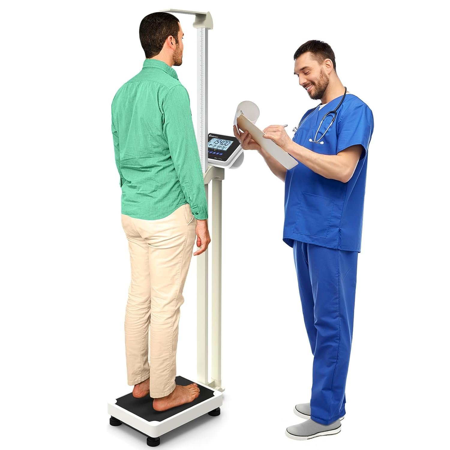 Adamson M1 Medical Scale, 440 lb/ 200 kg Capacity, BMI with Weight and Height, Professional Digital Scale for Body Weight, Home, Hospital, & Physicians, Heavy Duty – White