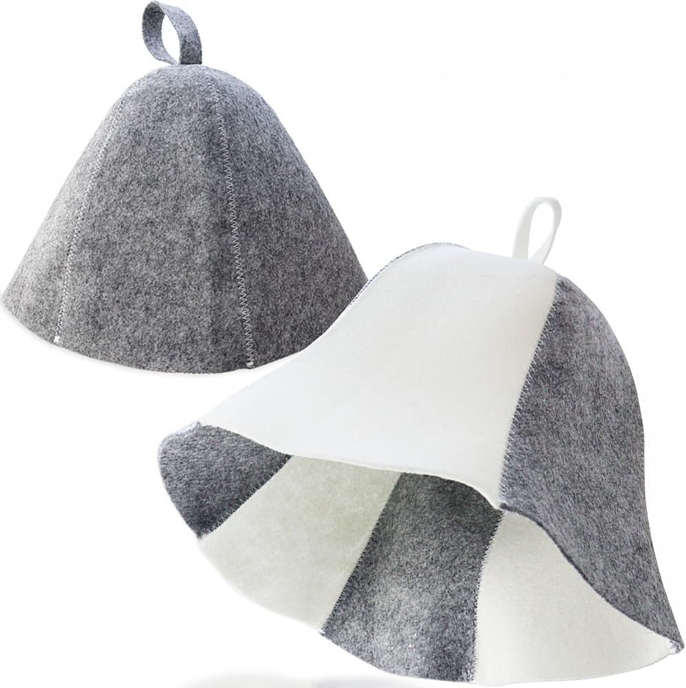 2 Pack Wool Sauna Hat Ukrainian Banya Cap for Men Women Bath House