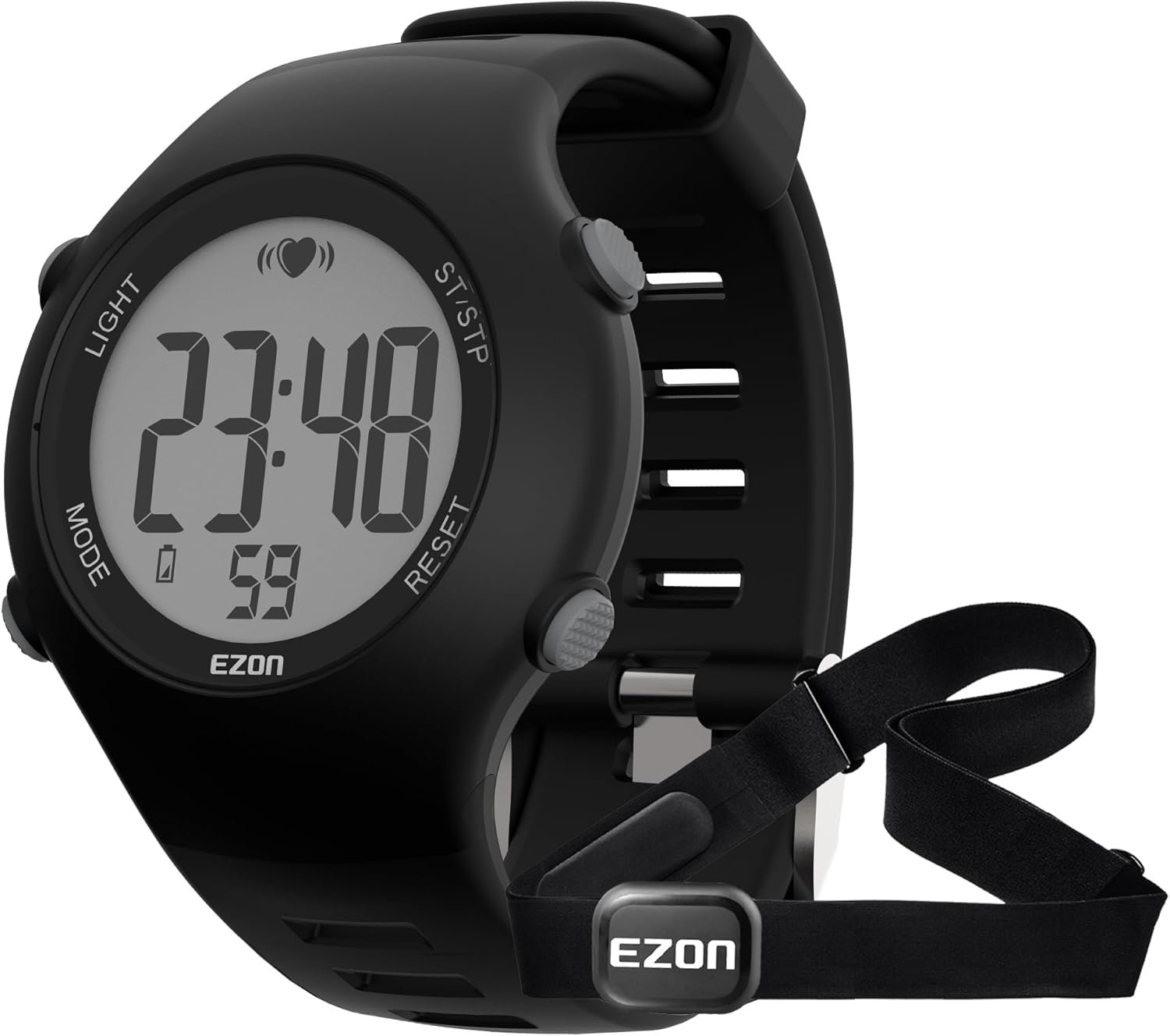 EZON Heart Rate Monitor Chest Strap and Digital Watch,5ATM Waterproof Fitness Tracker with HRM,Calories Burned,Stopwatch and Hourly Chime – Ideal Fitness Presents for Men and Women