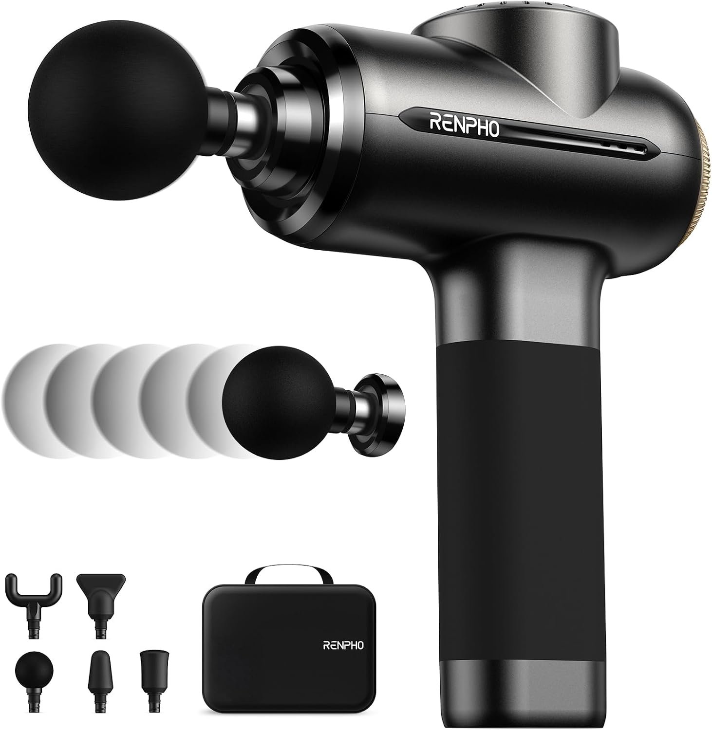 RENPHO Active Evo Massage Gun, Gifts for Men Women Deep Tissue Back Handheld Massage with 8-12mm Amplitude Heavy-Duty, FSA Approved Percussion Professional Muscle Massager Gun for Athtetes HSA