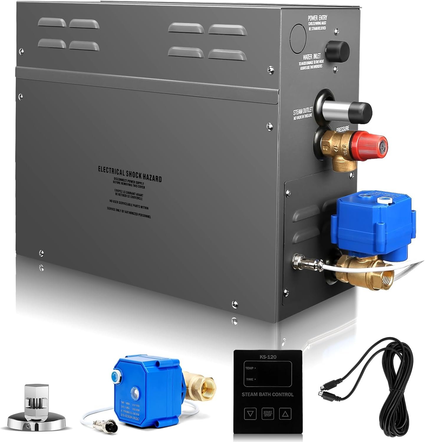 12KW Steam Generator-Quick start continuous steam，with Black digital control panel Self-Draining System, 95-131°F Temp Control,Can be used for heating a space area of 12m ³/460Cu.ft.(12KW 220V)
