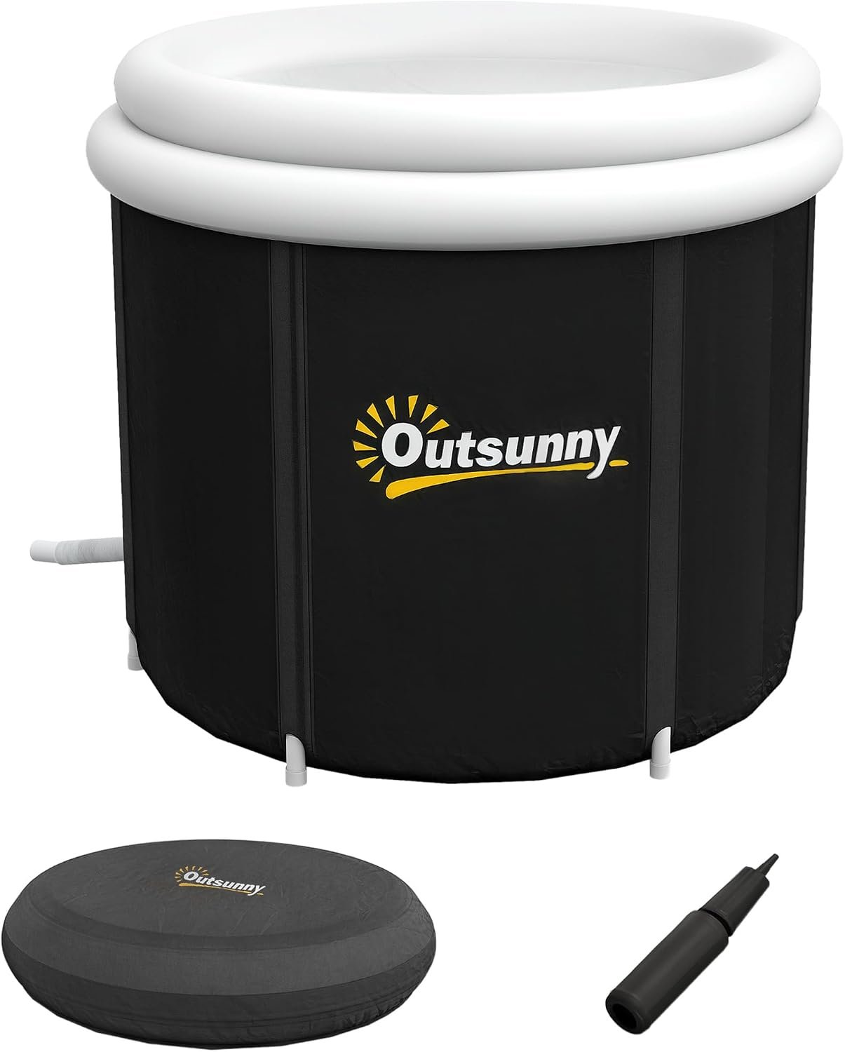 Outsunny Ice Bath Tub, 100 Gallon Outdoor Portable Cold Plunge Tub with Thermo Lid, Cover and Carry Bag for Athletes Recovery and Cold Water Therapy, Black
