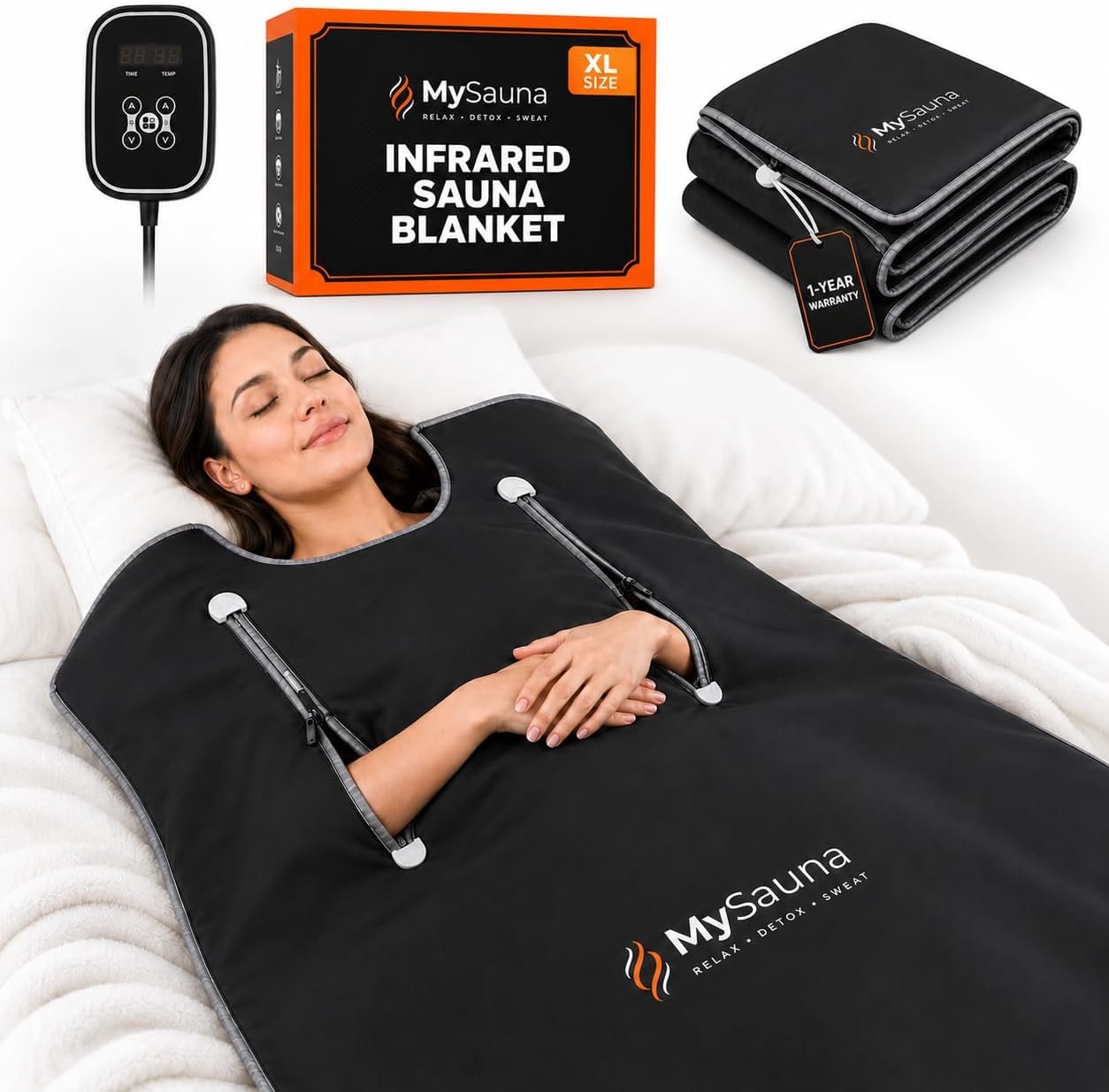 MySauna XL Infrared Sauna Blanket | Fits Him & Her | Fast Sweat, Sauna Bag Reaches 176°F | At-Home Sauna Blanket for Detox & Relaxation | Size 6.2 x 3 ft | Includes Carry Bag & Upgraded Control Panel