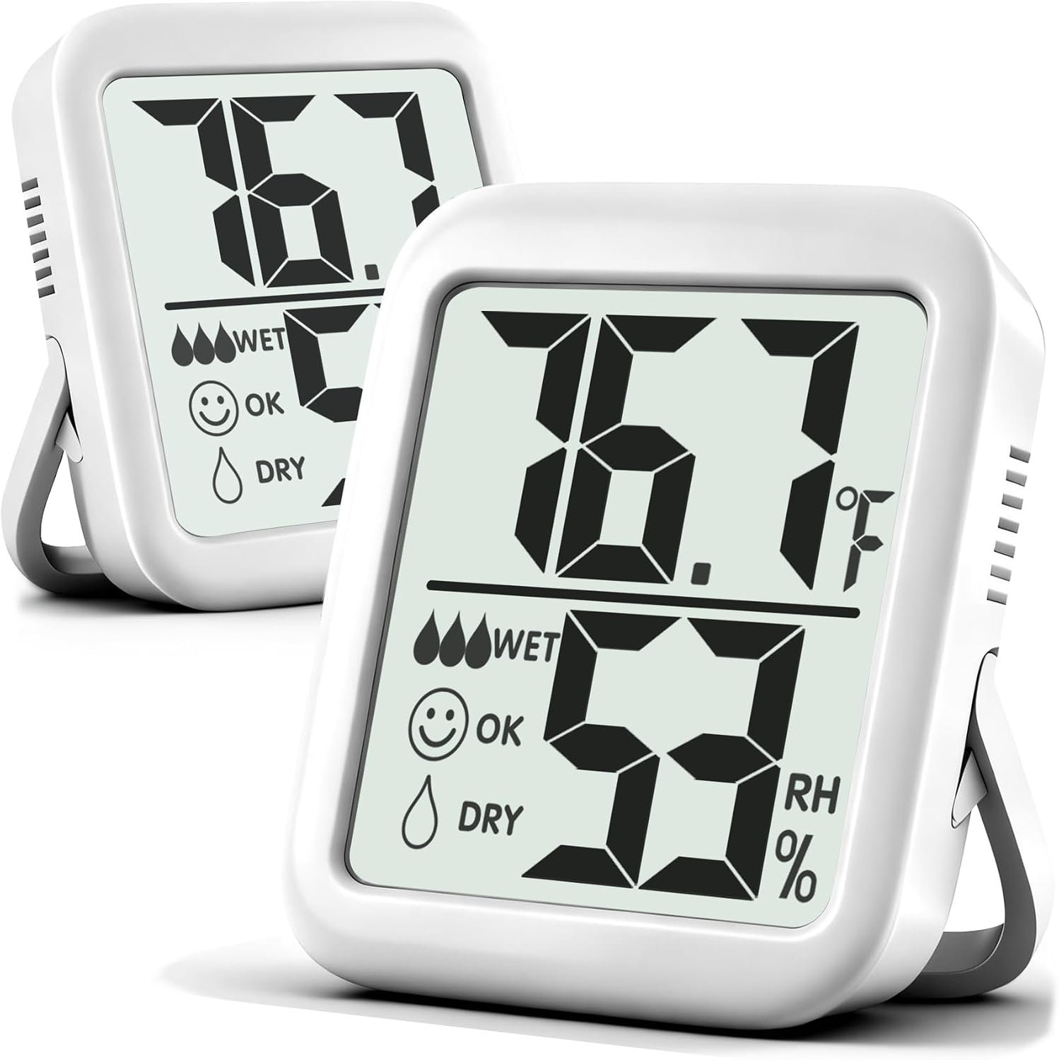 Antonki 2 Pack Room Thermometer for Home, Hygrometer Indoor Humidity Meter Gauge, Digital Temperature and Humidity Monitor Sensor for House, Terrarium, Incubator, Greenhouse – Battery Included