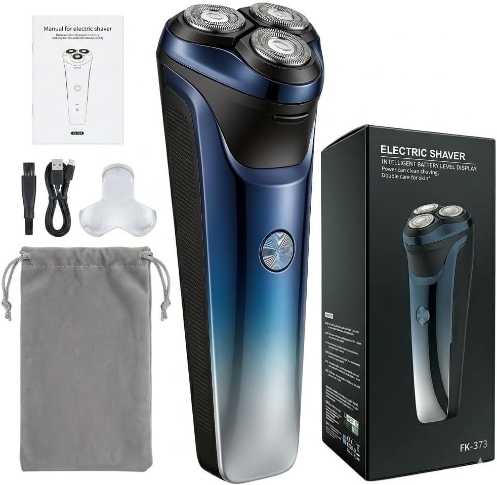 Electric Razor for Men, 2026 Upgraded Electric Shavers for Men, USB-C Rechargeable, Wet & Dry Shaver with Pop-up Trimmer and Travel Case (Blue)