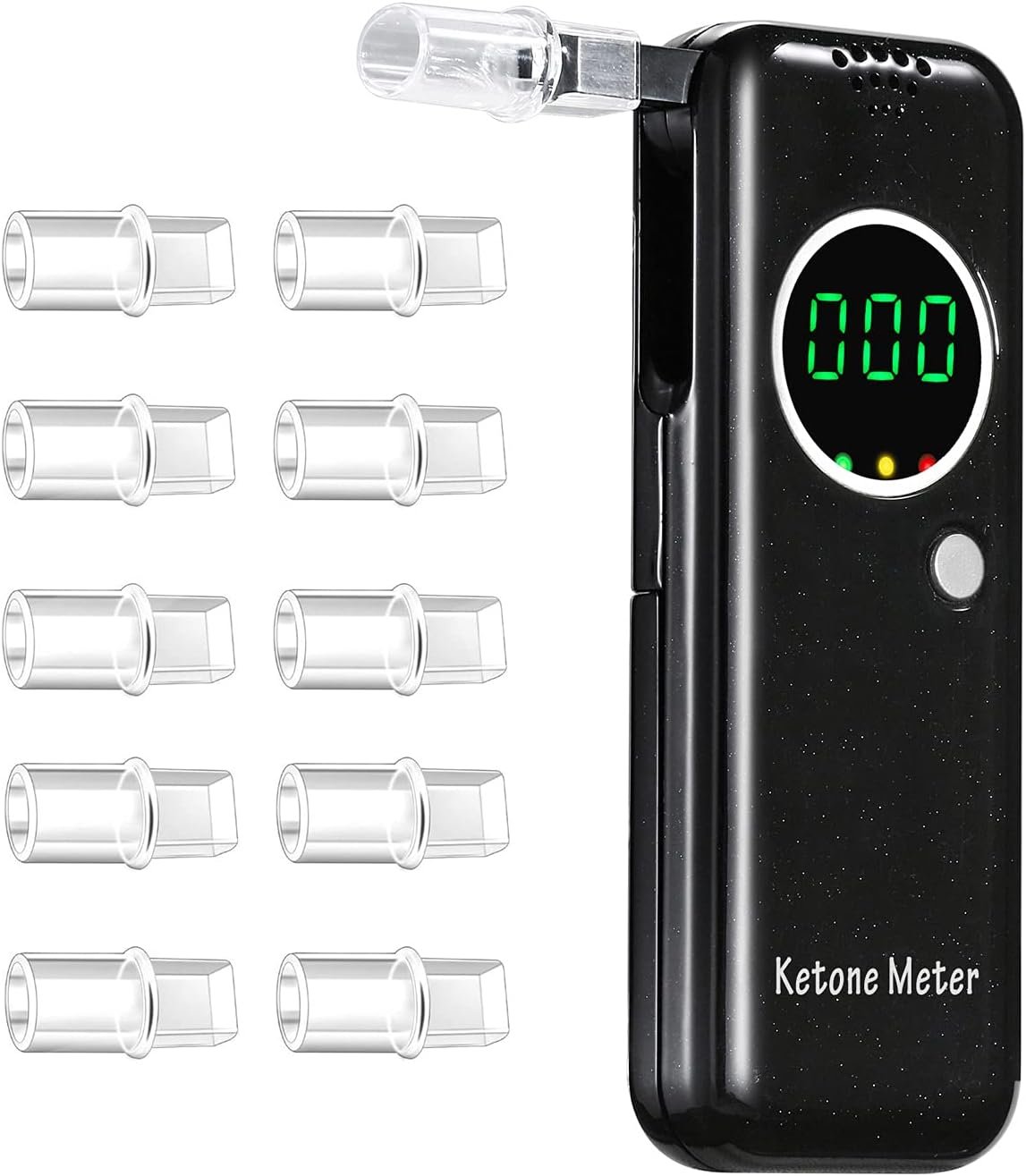 Professional Ketone Monitor Breath Analyzer for Precise Keto Tracking, High-Accuracy Ketosis Breath Tester with 10 Mouthpieces – Portable Ketone Breath Meter