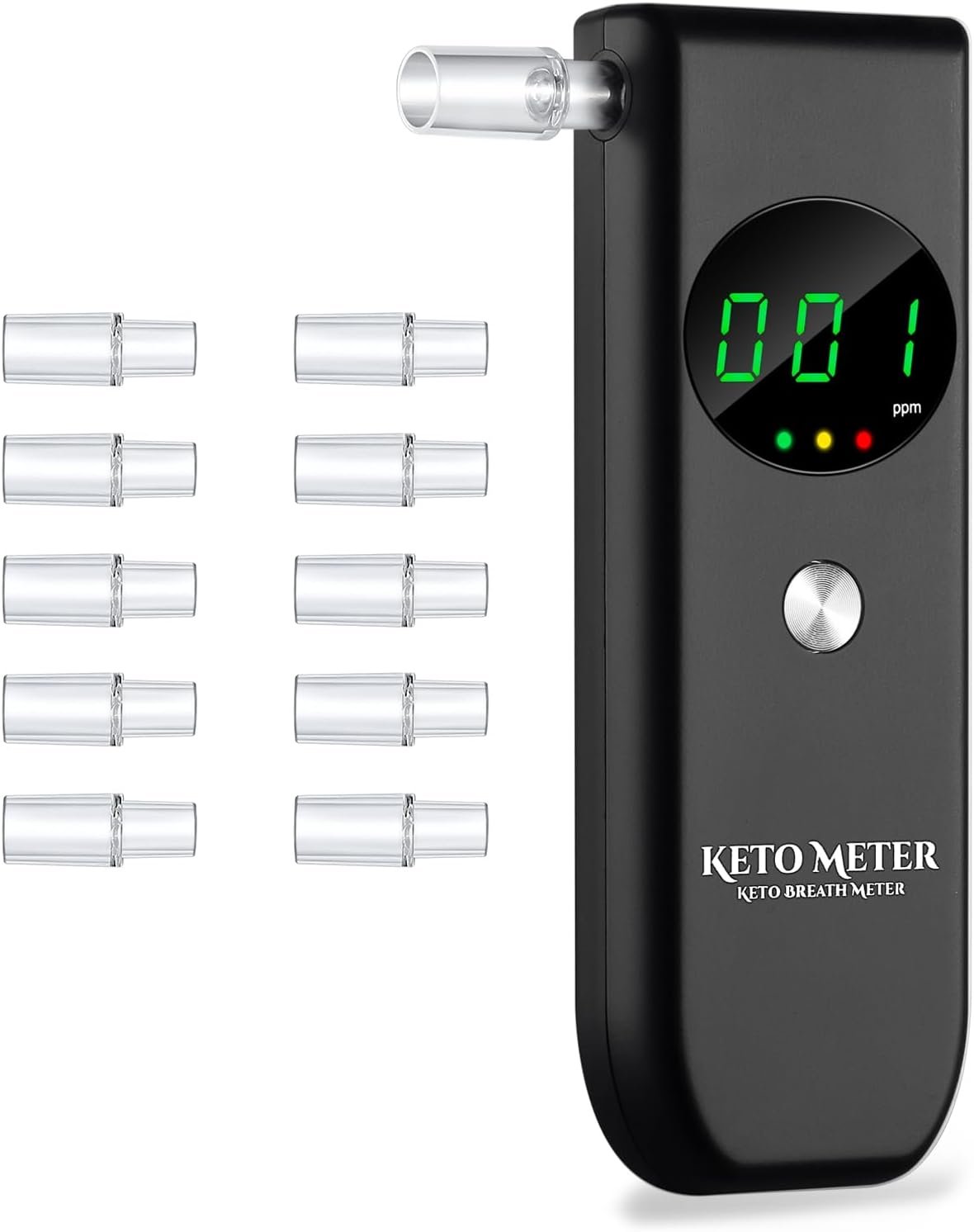 Ketone Meter Professional Breath Ketosis Meter – Portable Home Ketone Breath Tester with 10 Mouthpieces | Advanced Ketone Breath Analyzer for Ketosis Testing