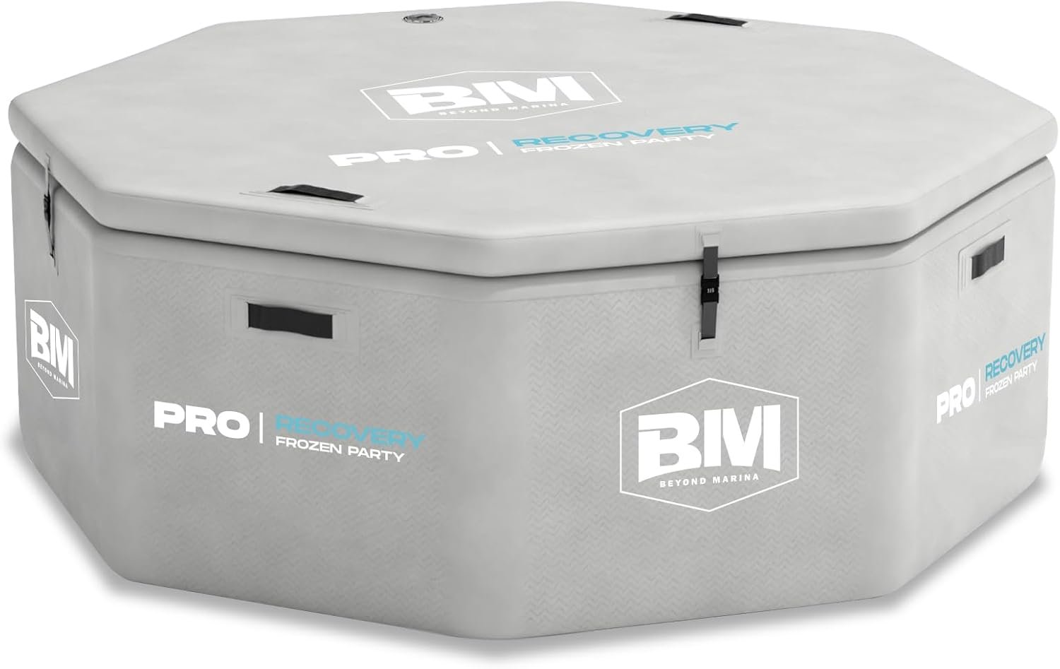 Inflatable Octagonal Ice Bath Tub for Groups, Party Cold Plunge Tub with Insulated Lid, Water Chiller Compatibility, EVA Groundsheet, Backpack, 660 Gallon, 78.74″ L x 78.74″ W x 27.56″ H
