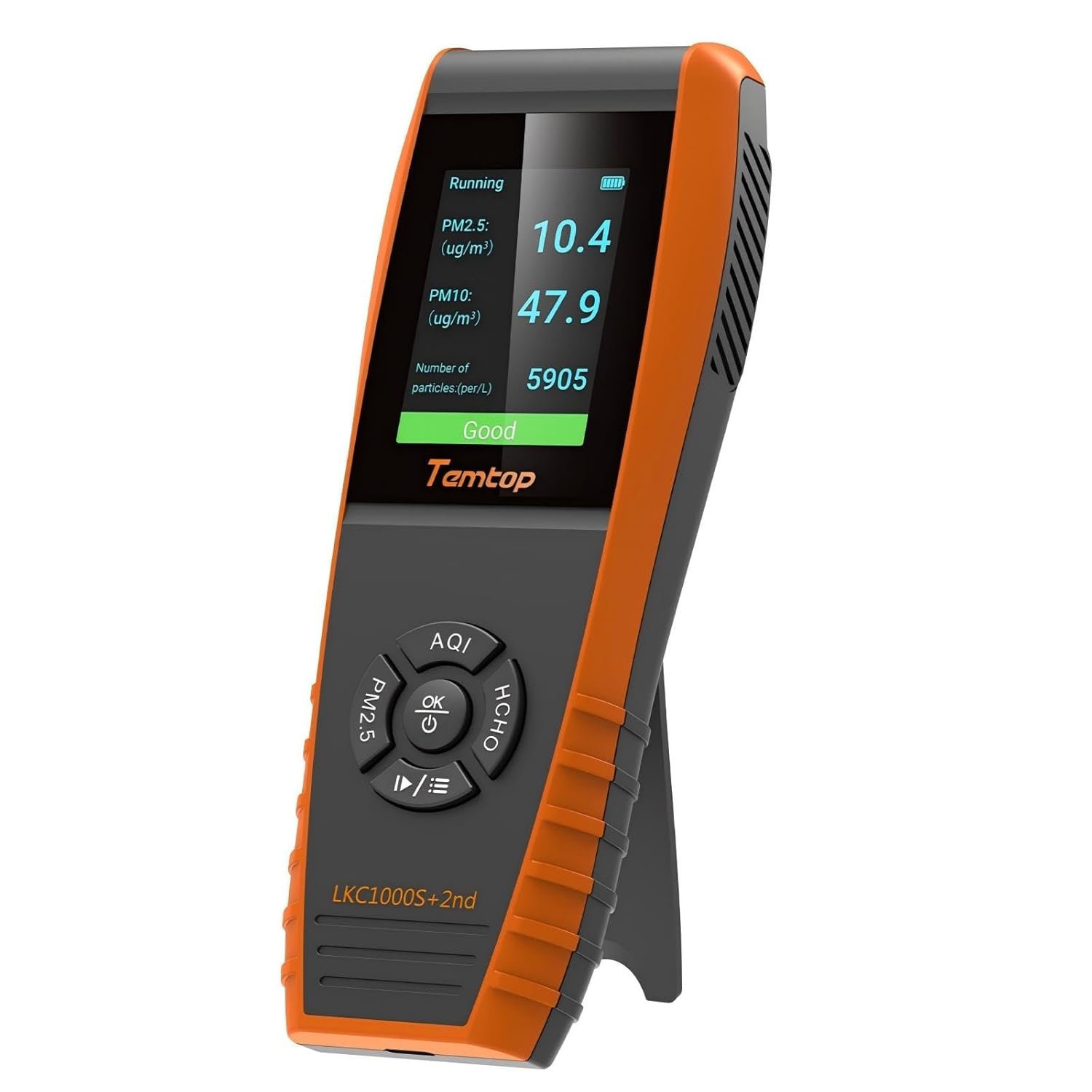 Temtop Air Quality Monitor PM2.5 PM10 Particle Counter, Formaldehyde, Temperature, Humidity, TVOC AQI Tester for Indoor/Outdoor Air Pollution Detection w/Data Export