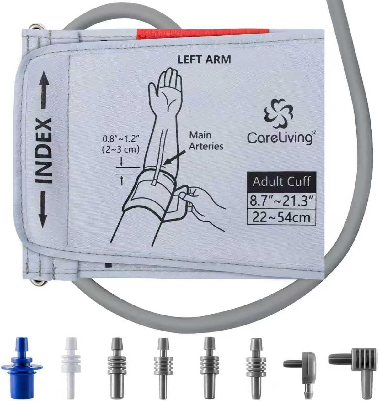 CareLiving Extra Large Blood Pressure Cuff, 8.7″-21.3″ (22-54cm) Extra Large Cuff, Compatible with Most Brands BP Monitors, with 8 Connectors (BP Cuff Included Only)