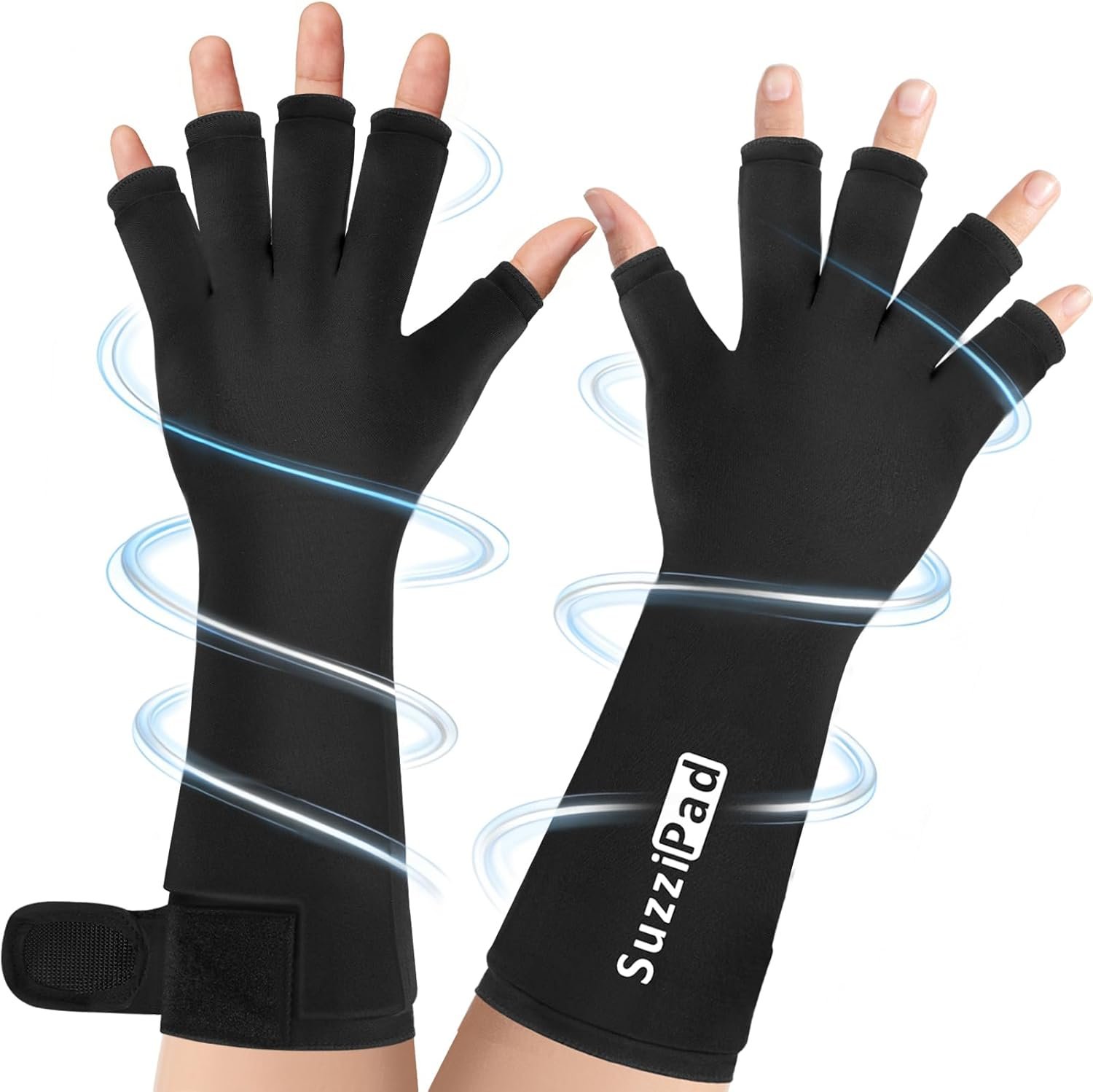 SuzziPad 2PK Hand Ice Pack for Fingers, Wrist & Forearm, Extended Length Reusable Cold Wrap for Arthritis & Carpal Tunnel, Cold Therapy Hand Sleeve for Post-Workout, Tendonitis, Women & Men, M