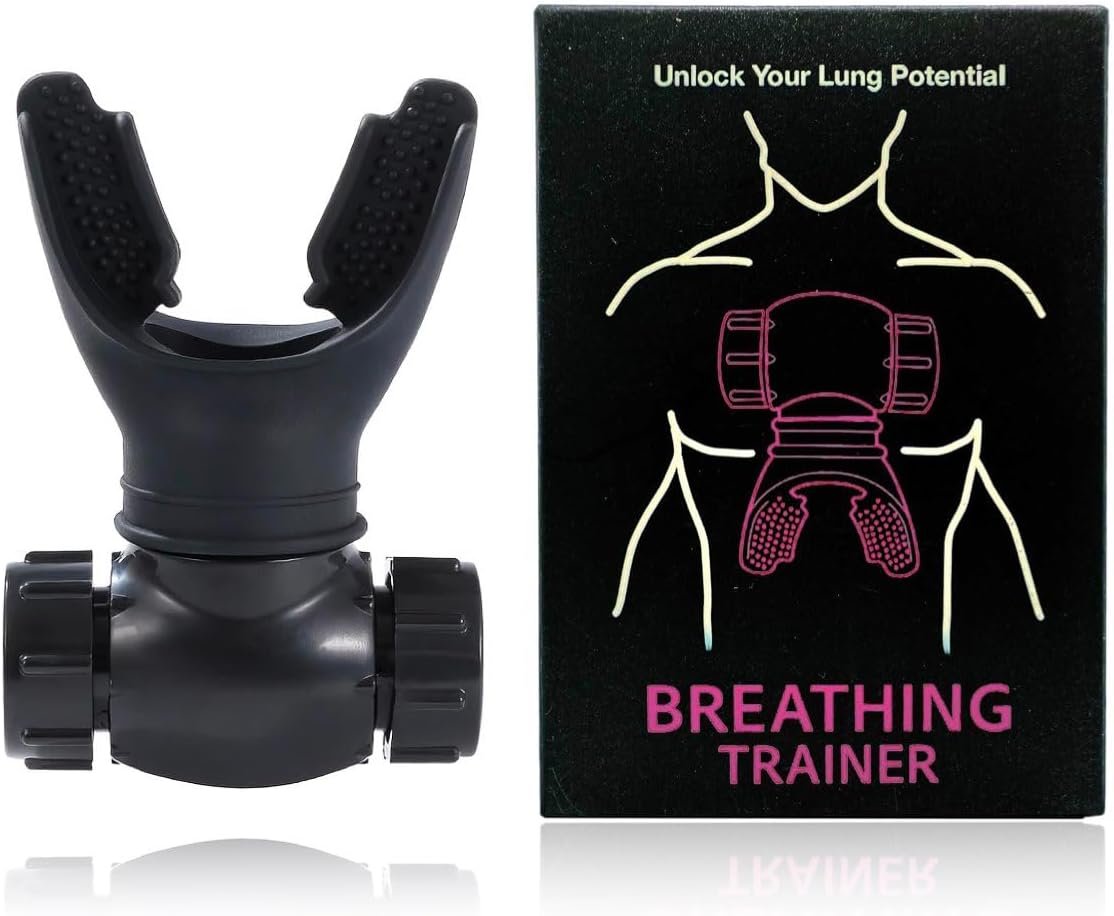 Dual-Control Breathing Trainer, Lung Trainer | Independent Adjustable Exhale & Inhale Resistance | Breathing Exercise Device for Lungs | for Daily, Fitness & Sport – Black