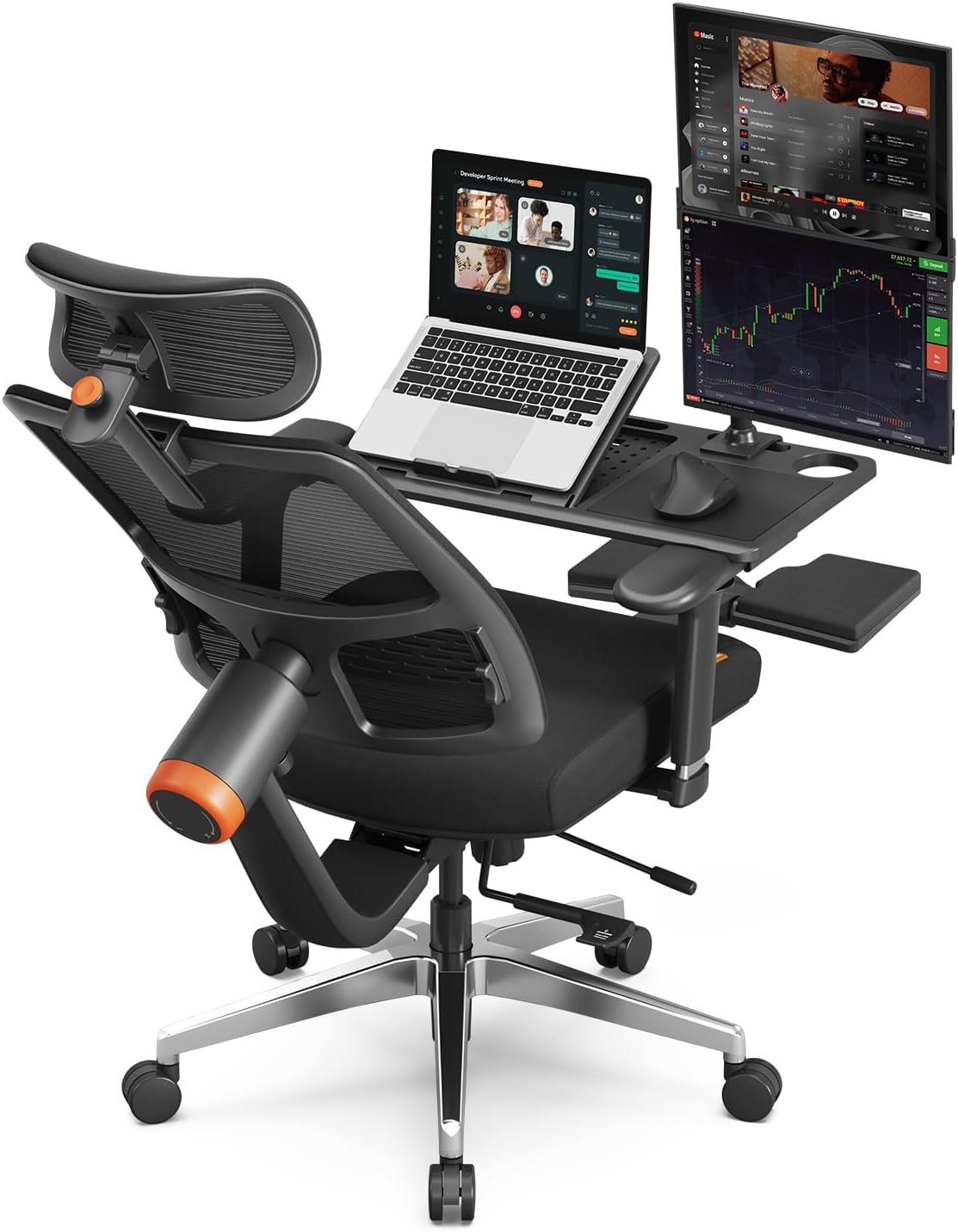 Newtral Ergonomic Office Chair – Home Office Desk Chair with Adaptive Lumbar Support, with Footrest, 4D Armrest, Adjustable Seat Depth & Height