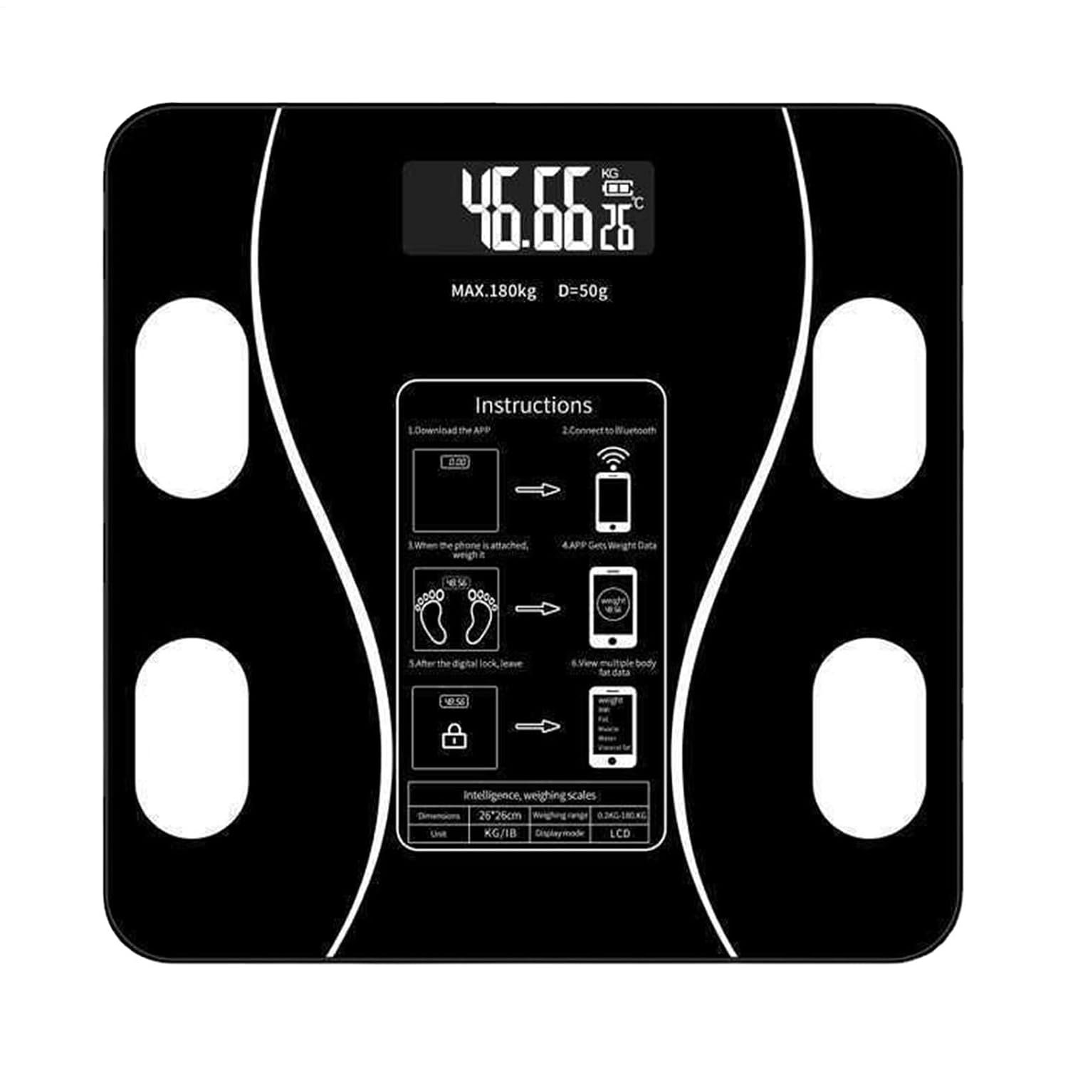 Smart Scale Digital – BMI Body Fat Monitor, Muscle Mass Composition Analyzer with Smartphone App, Accurate Health Scale for Men, Women, Fitness, Home, or Gym Use, Body Weight 10.24x 10.24 Inches