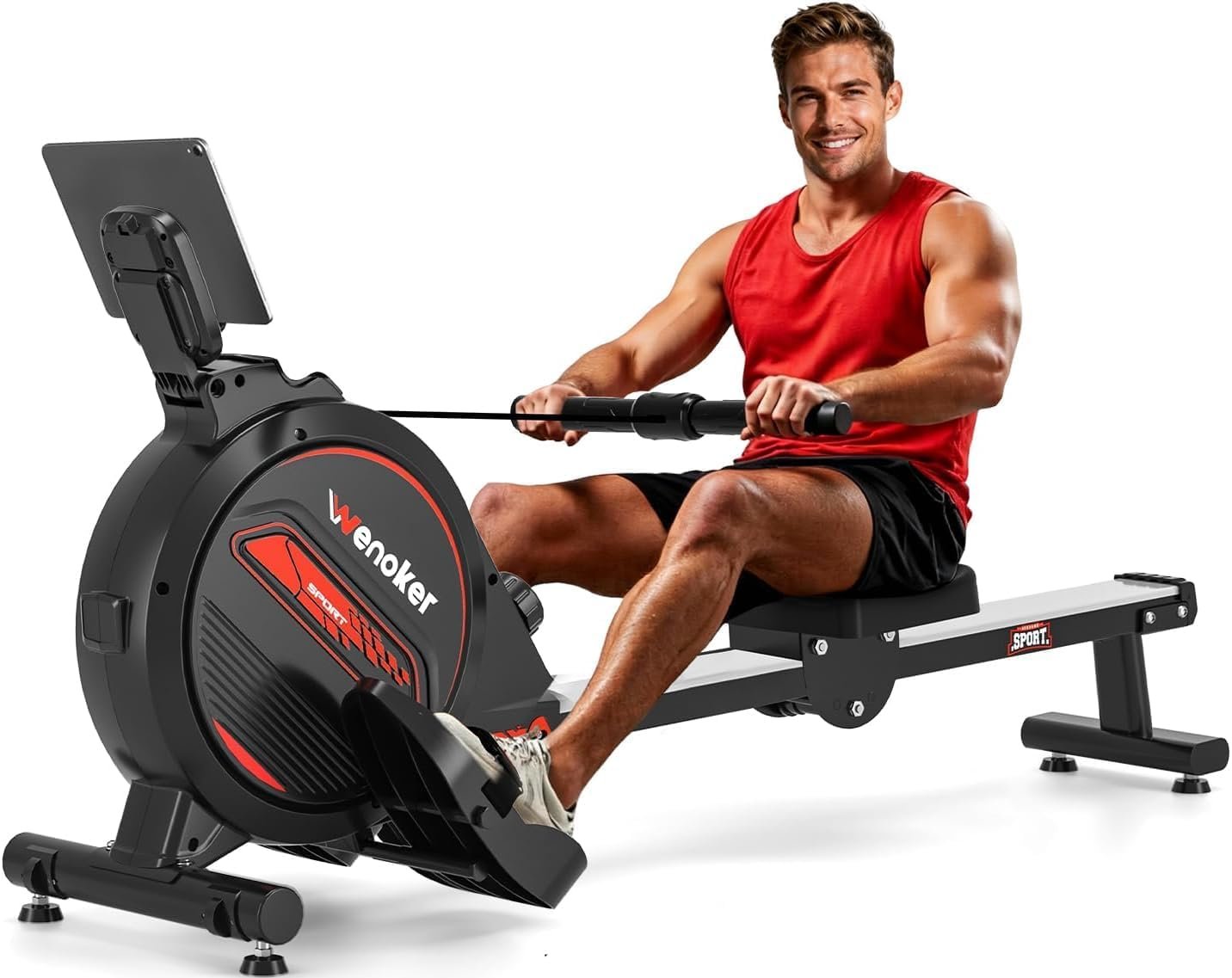 Wenoker Rowing Machine for Home, Magnetic Rower Machine, 350 LB Weight Capacity, 16-Level Silent Resistance Row Machine for Gym Exercise