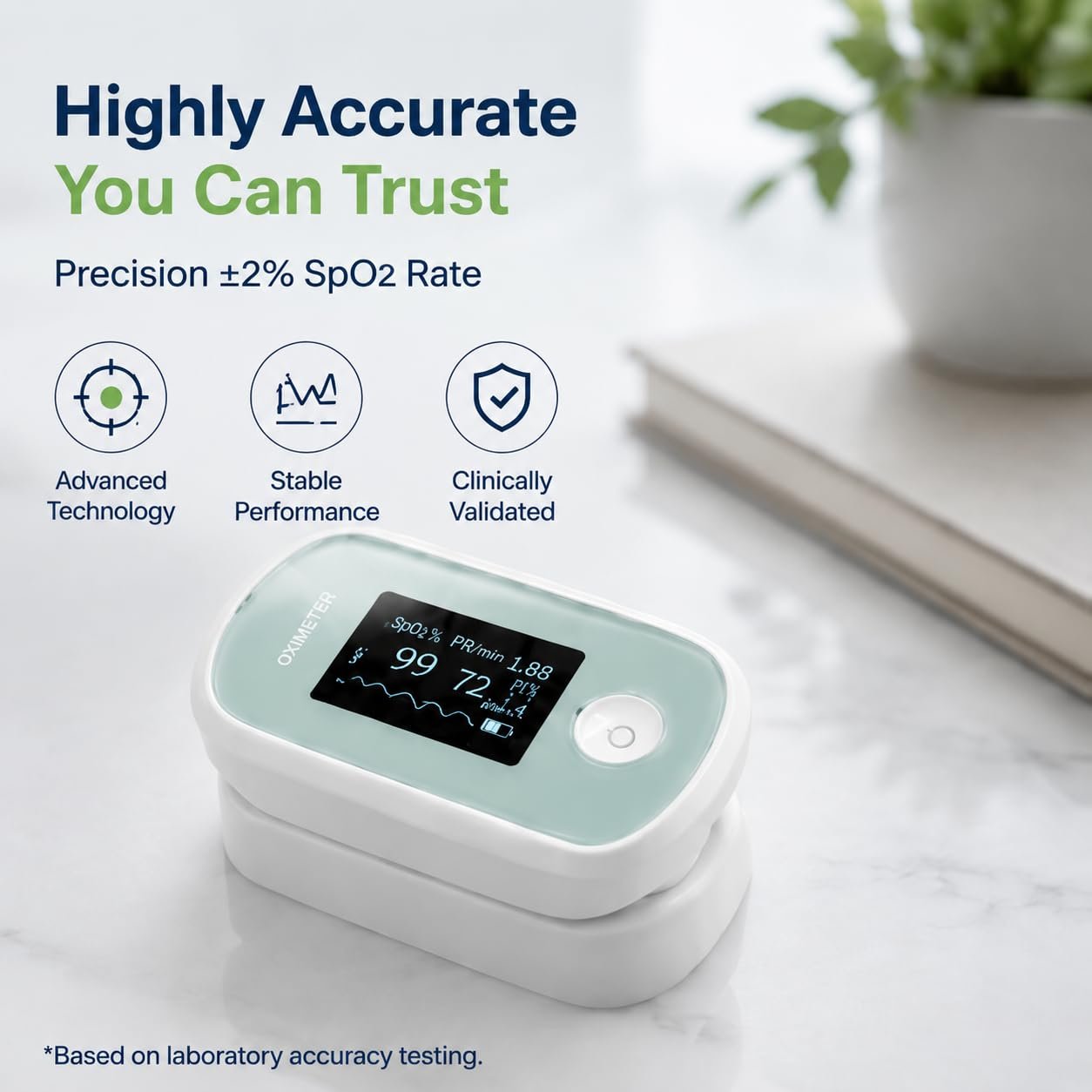 pulse Oximeter with Respiration, Fingertip Blood oxygen saturation with Pulse rate Monitor, Finger Pulse Ox SpO2 PR PI, Portable for Home & Sports