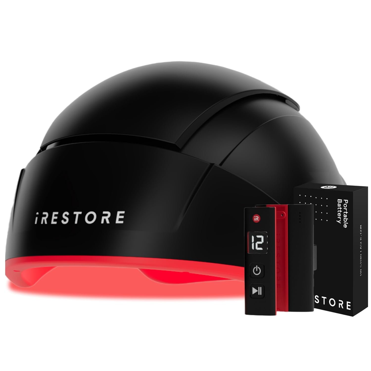 iRestore Elite + Rechargeable Battery Pack – Laser Red Light Therapy for Hair Growth – FDA Cleared Hair Loss, Hair Thinning Treatment for Men & Women – Hair Regrowth Laser Cap – 500 Lasers & LEDs