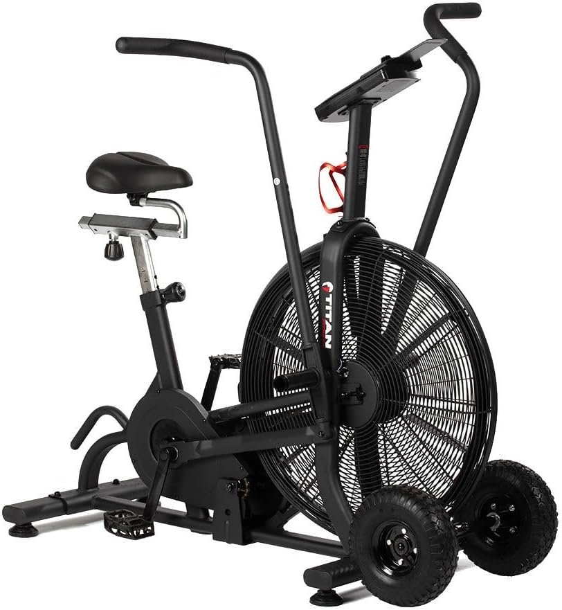 Titan Fitness Fan Bike, Indoor/Outdoor Cycling Exercise Bike with LCD Screen, Stationary Bike for Home Gym, Exercise and Cardio Workout Equipment, Black, 111 LB