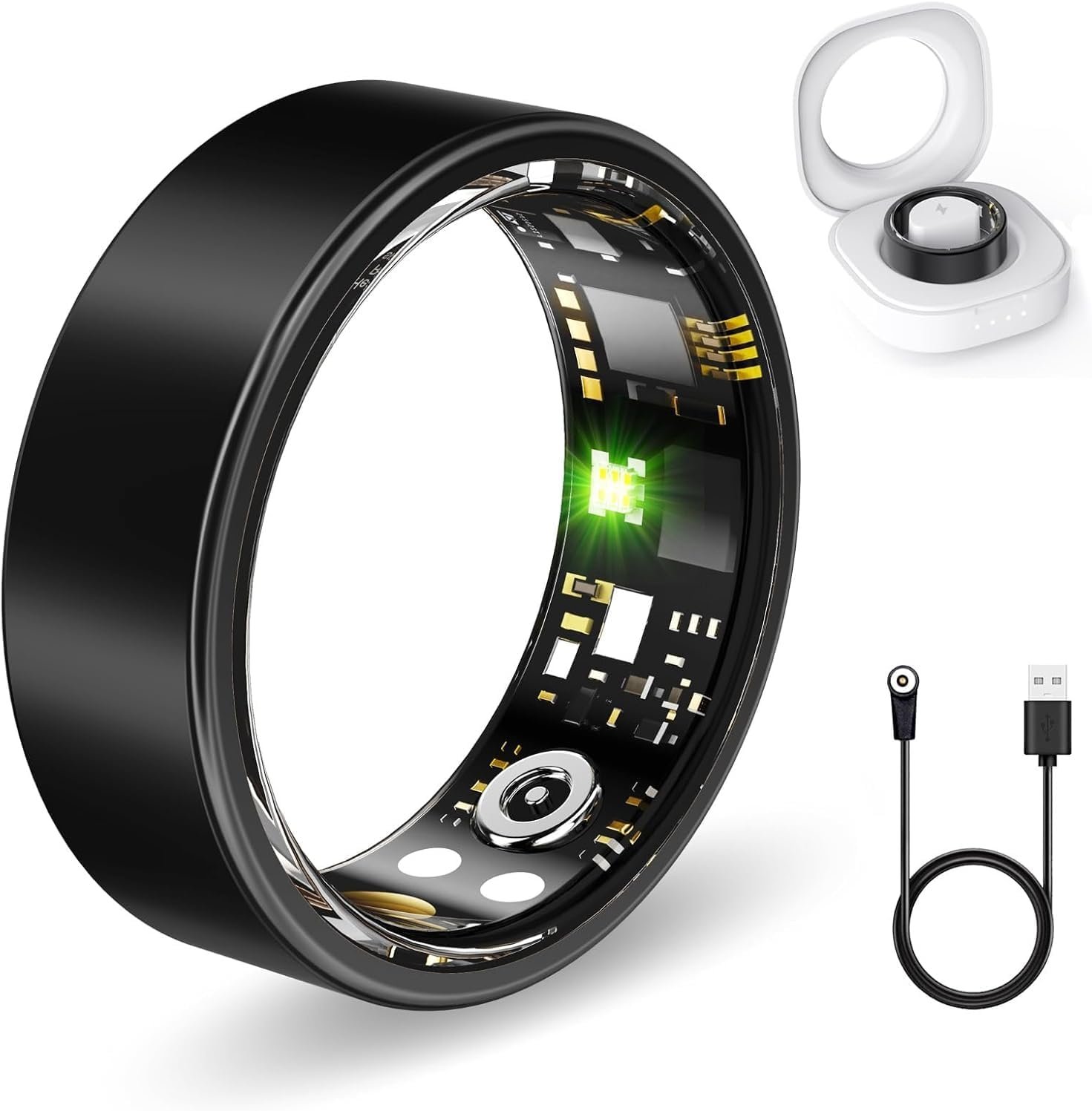 Smart Rings for Women Men, Fitness Ring with Heart Rate, Blood Oxygen, HRV, Stress, Sleep Tracker, Step Tracker, No Subscription Fee, lP68 Waterproof Smart Ring for iPhone & Android (Black 10#)