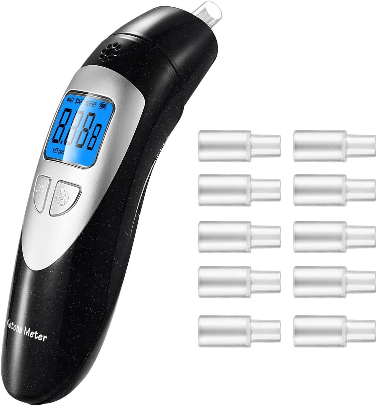 Ketosis Mete for Ketosis Testing – Professional Ketosis Breath Analyzer Home Ketone Breath Meter High Accuracy Ketosis Breath Tester with 10 Mouthpieces