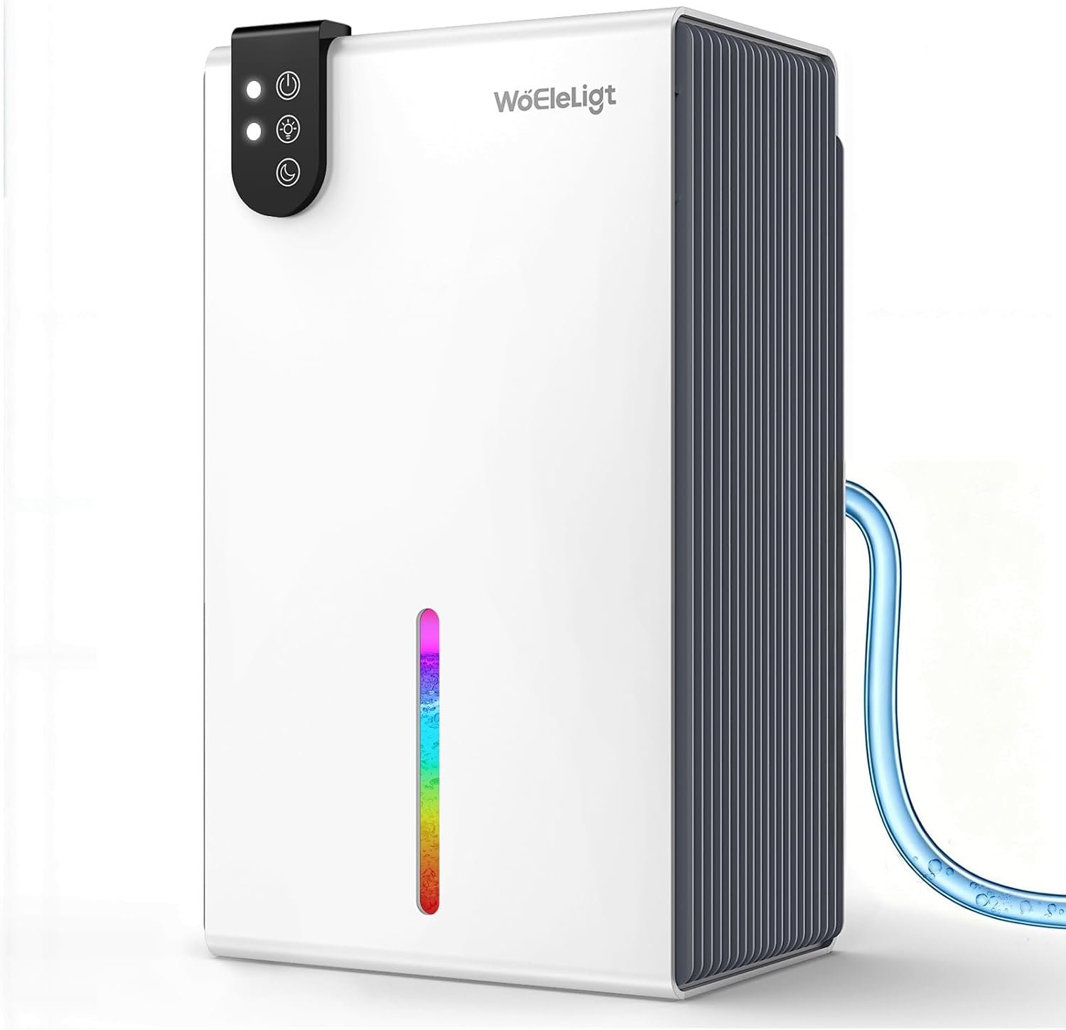 98 OZ Small Dehumidifier for Home 1000 Sq Ft, Quiet Dehumidifier with Drain Hose, Auto Shut-Off, Sleep Mode, 7-Color Light for Basement, Bedroom, Bathroom, Closet, RV (Grey White)