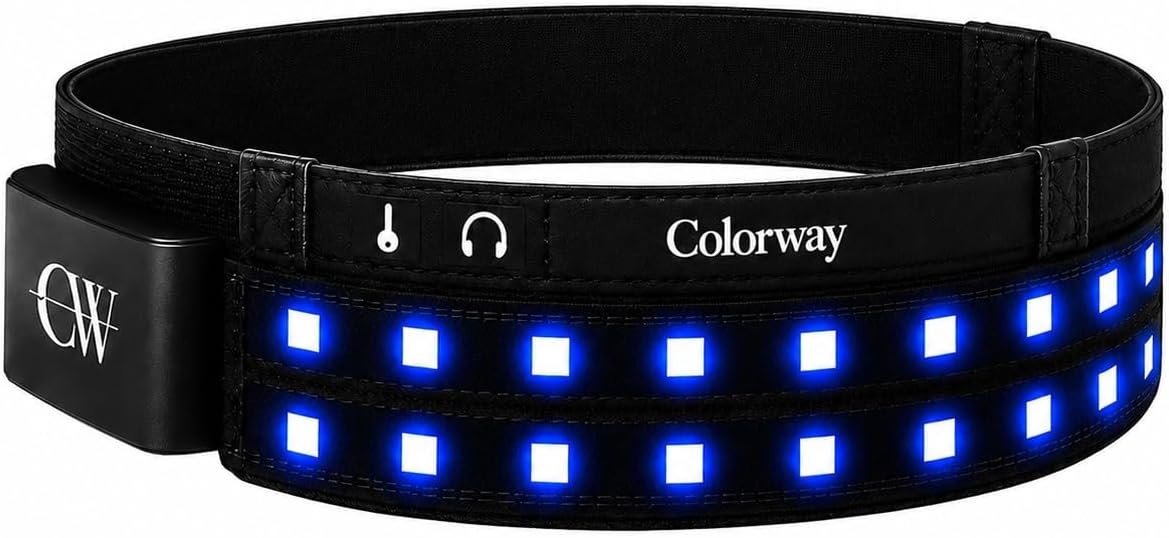 Colorway LED Running Belt – Reflective Running Gear with Removable Light Strip, 5 Bright Colors, USB Rechargeable, Adjustable Waist Pack, High Visibility, Night Safety Belts for Men and Women