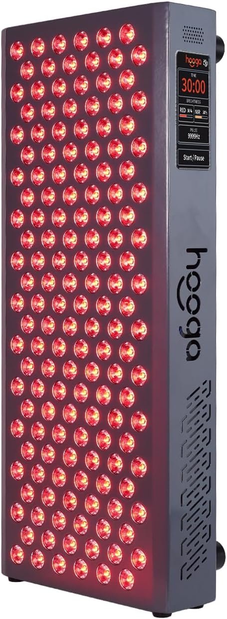 Hooga Red Light Therapy Panel Device – 630nm 660nm 810nm 850nm Red & Near Infrared Light Therapy, LED Light Therapy Lamp, 150 Quad Chip LEDs, Adjustable Brightness, Pulse Mode – ULTRA750