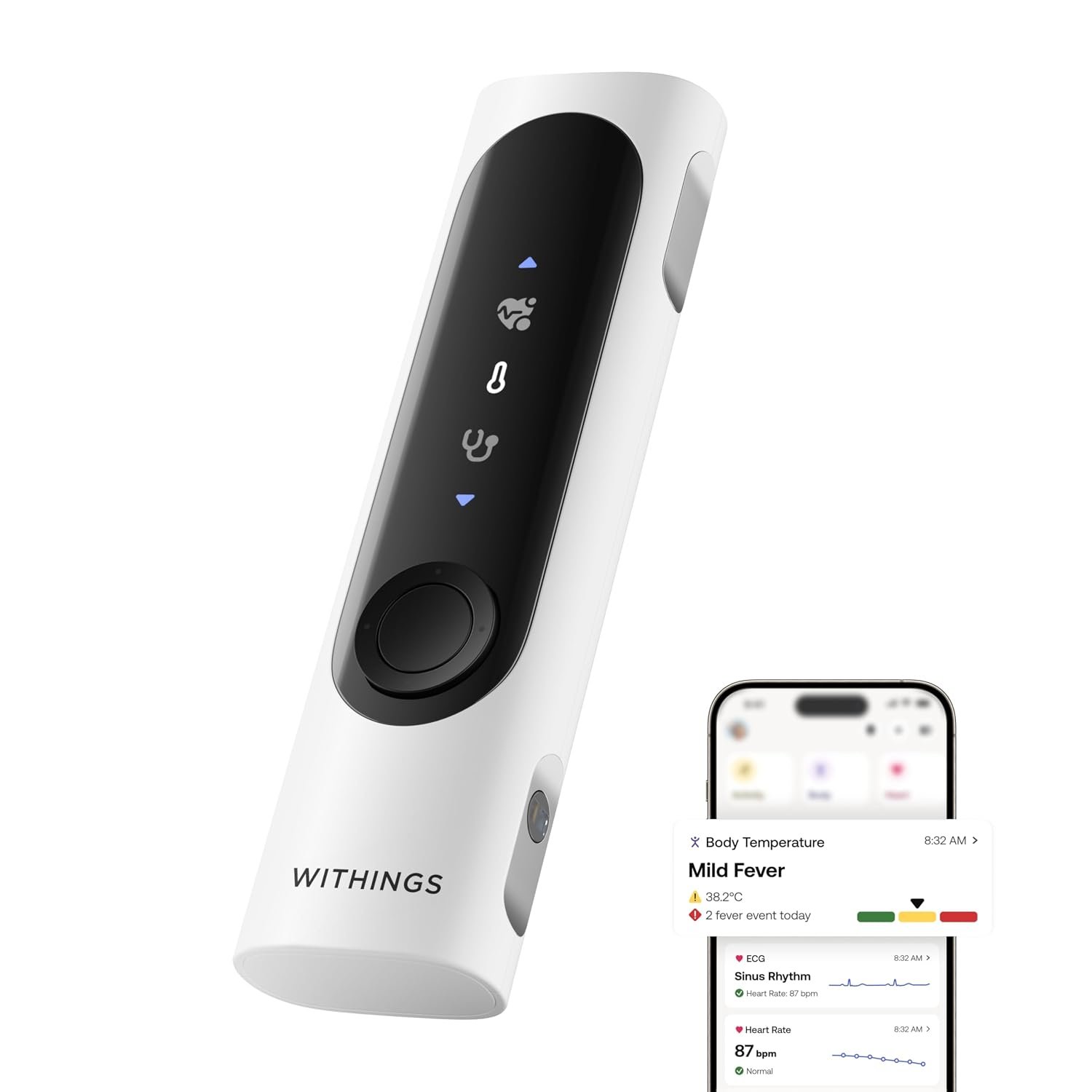 WITHINGS BeamO – Contactless Smart Digital Thermometer, MultiScan Device, ECG Monitor, Digital Stethoscope, Children & Adults, Multi-User, Family Care